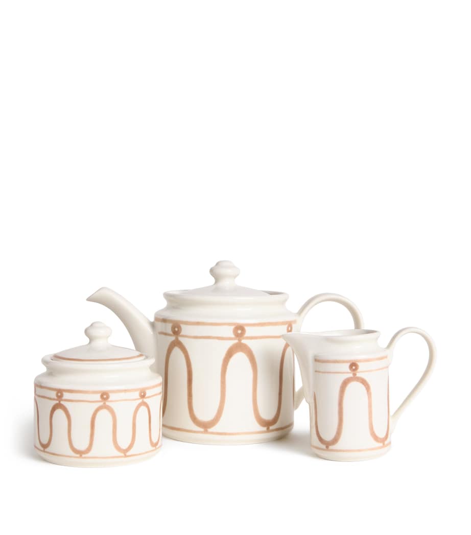 Porcelain Serenity Tea Set BEIGE ON WHITE Image 1