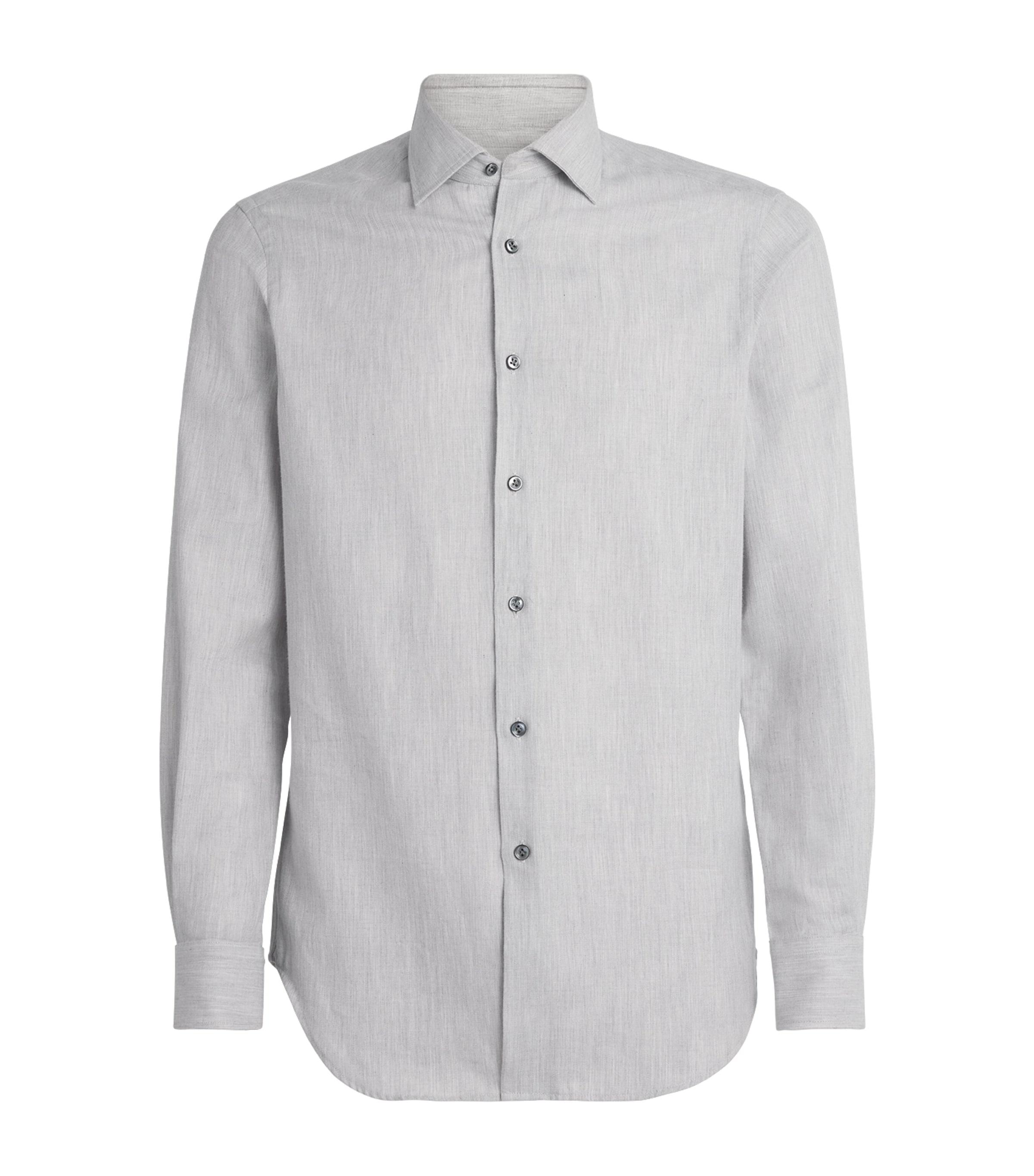 Pal Zileri Mens Cotton Shirt Light Grey Image 1