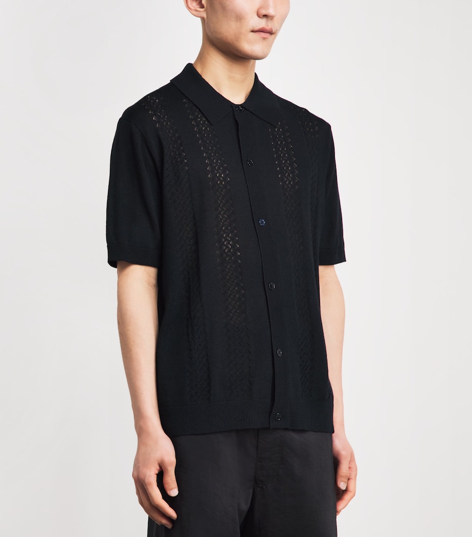 NN.07 Mens Wool-Blend Knitted Polo Shirt Deep Navy Image 4