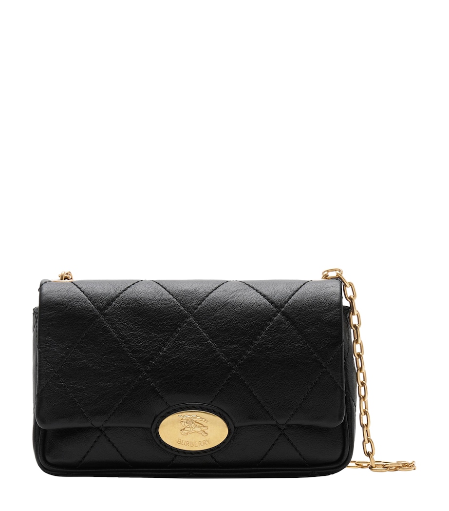 Leather Quilted EKD Clutch Bag BLACK Image 1