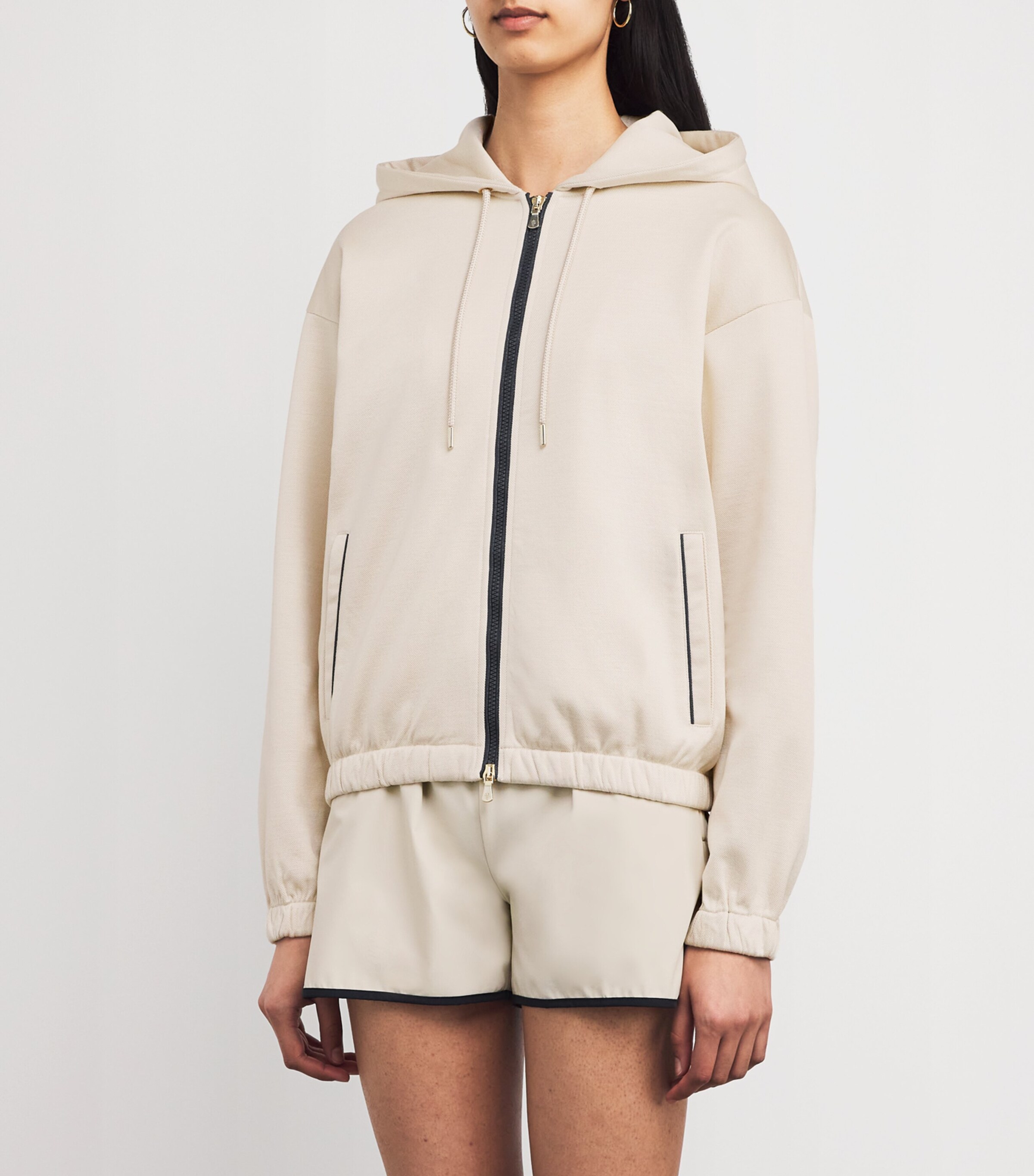 Eleventy Womens Cotton-Blend Zip-Up Hoodie Sabbia Image 3