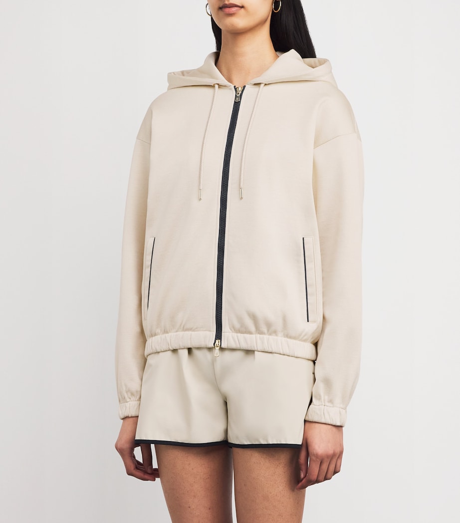 Cotton-Blend Zip-Up Hoodie SABBIA Image 3