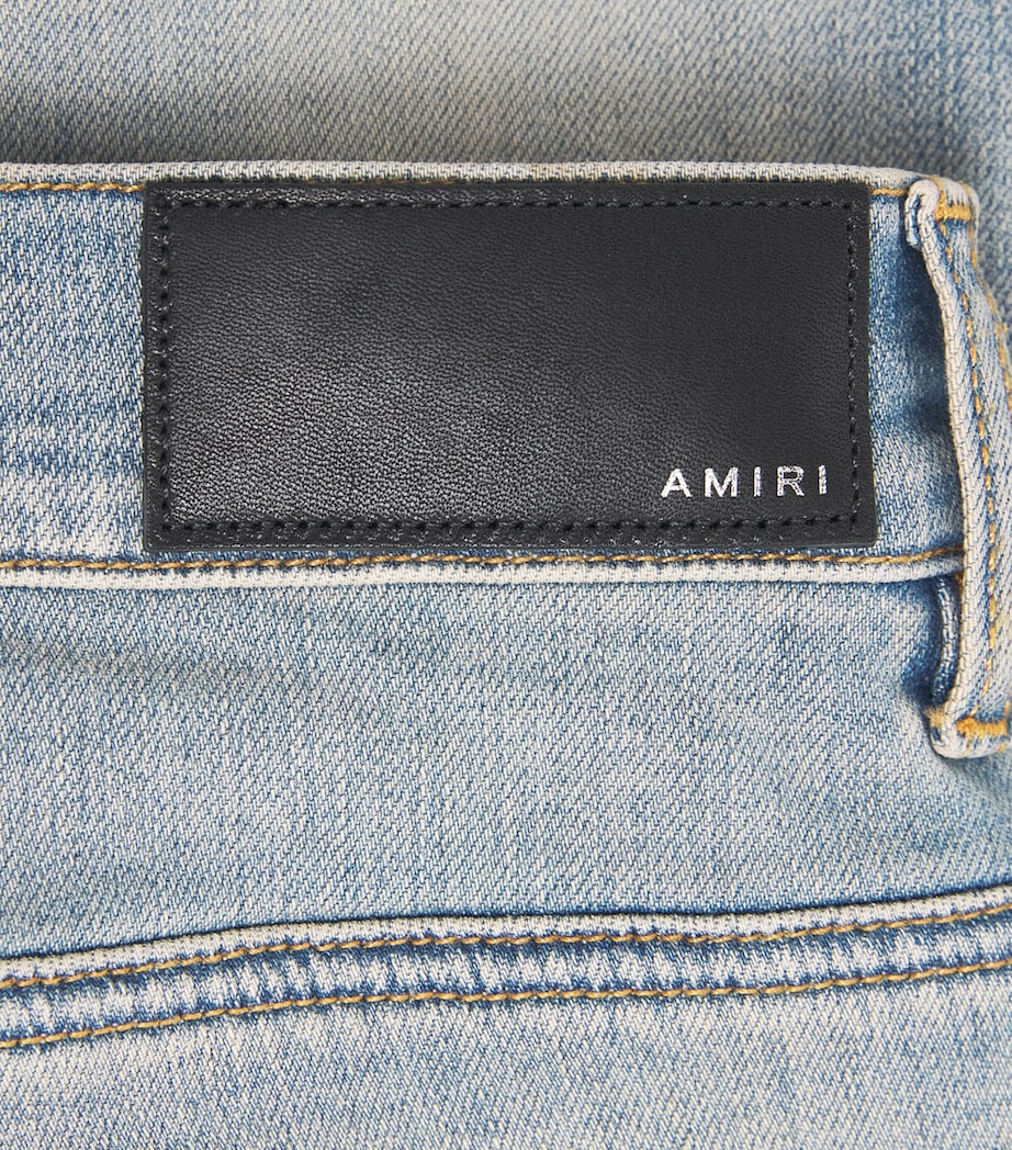 AMIRI Mens Ripped MX1 Ultrasuede Skinny Jeans Antique Indigo Image 6