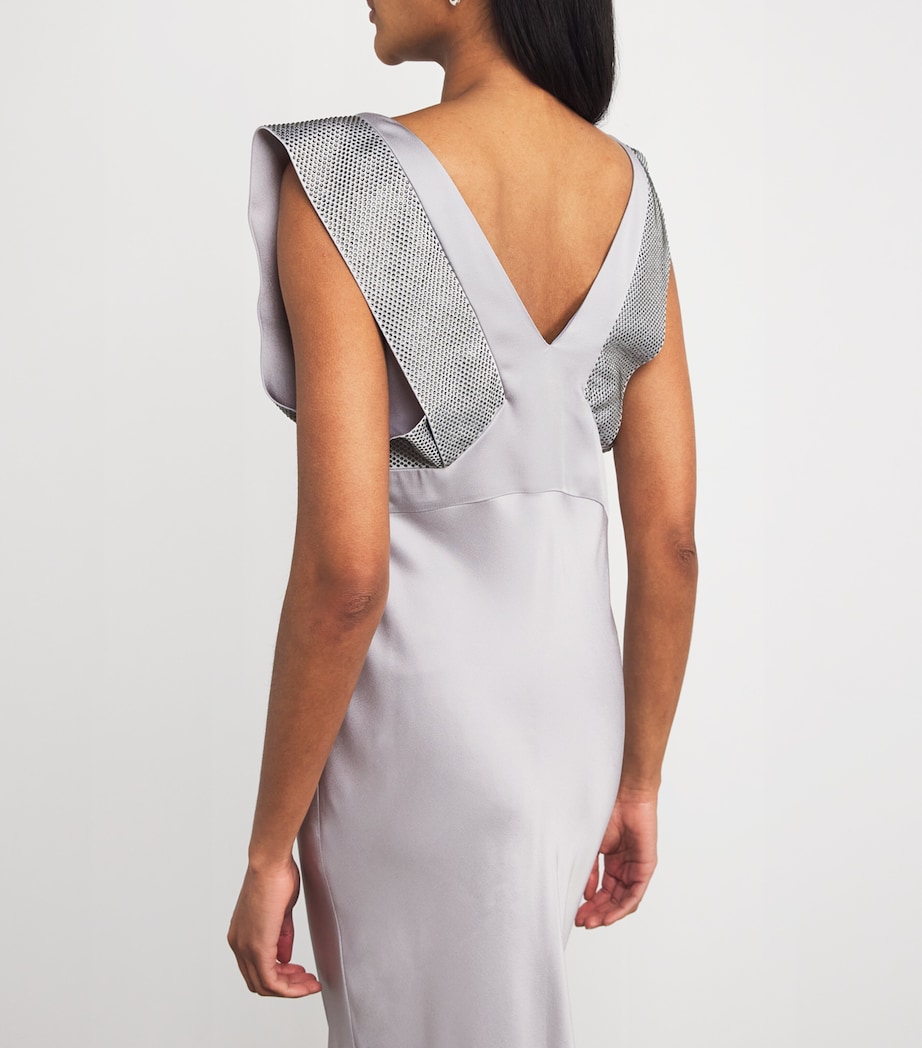 Satin Crystal-Embellished Gown 4905 PEARL BLUE Image 4