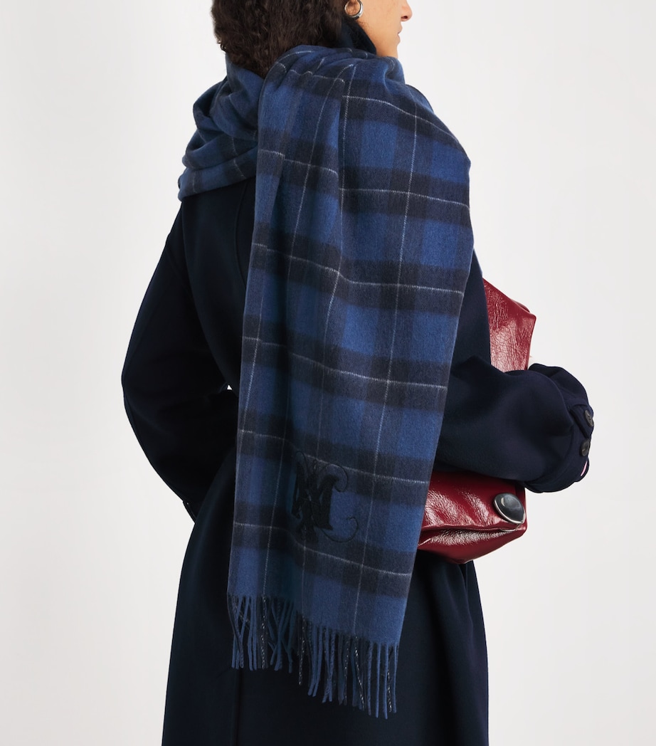 Wool Check Scarf NAVY Image 2