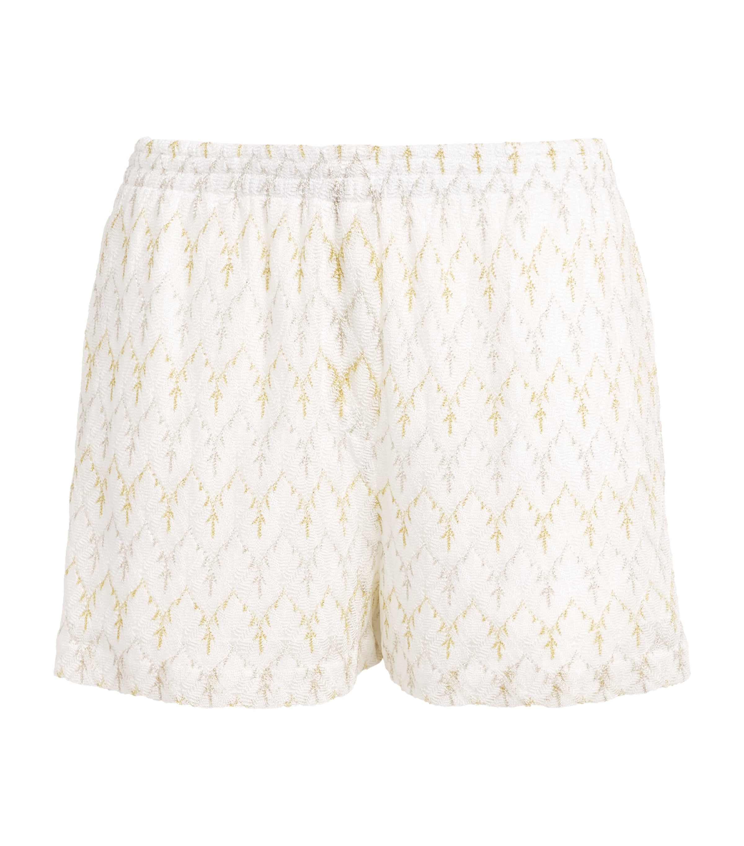 Missoni Womens Crochet Zigzag Shorts White /gold Image 1