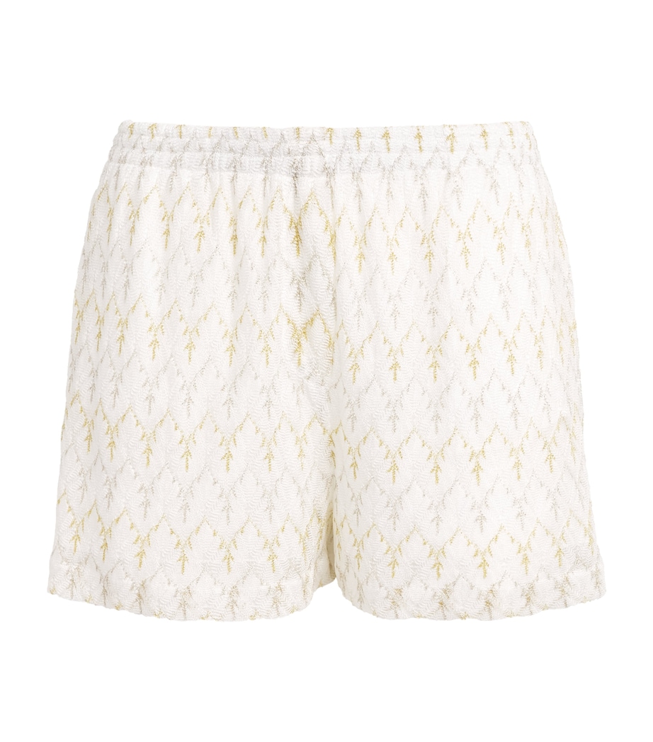 Missoni Womens Crochet Zigzag Shorts White /gold Image 1