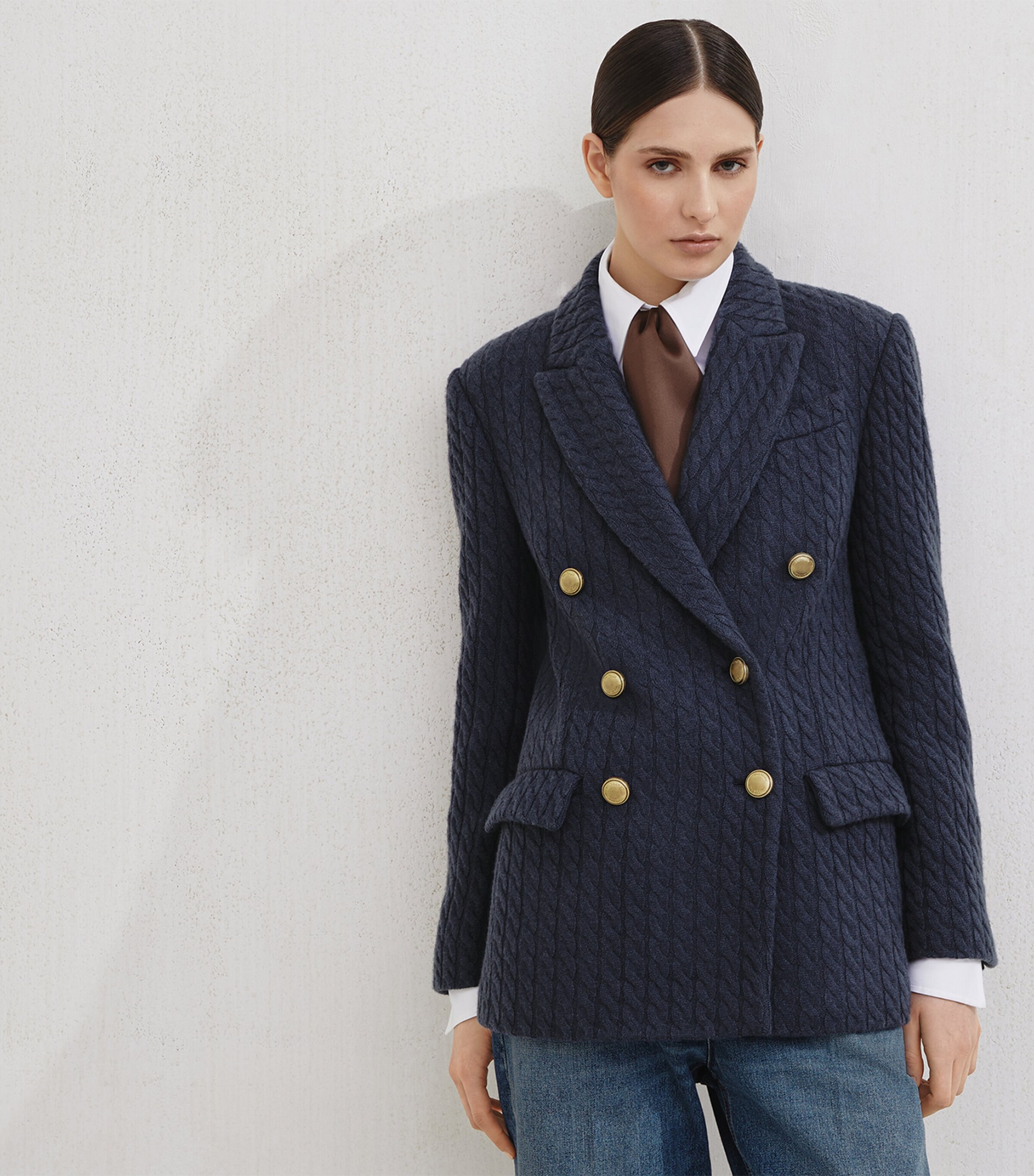Brunello Cucinelli Womens Cashmere Cable Knit Blazer Image 6