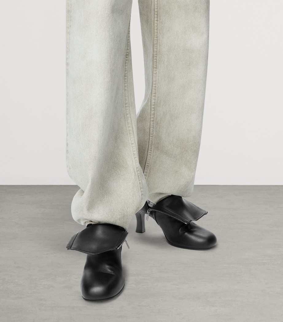 Leather Bobine Ankle Boots 75 BLACK Image 5