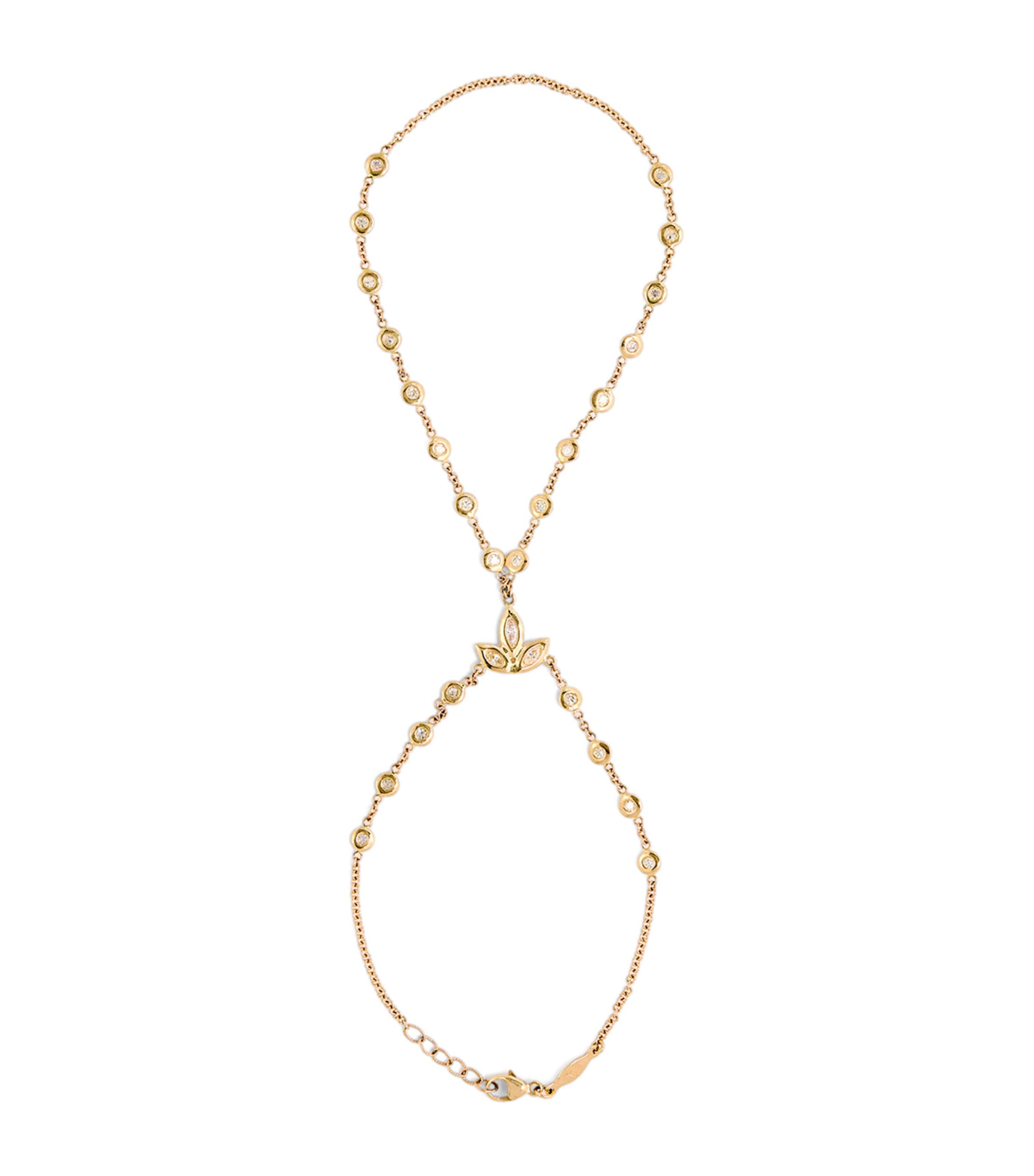 Yellow Gold and Diamond Marquise Blossom Finger Bracelet YELLOW GOLD Image 1