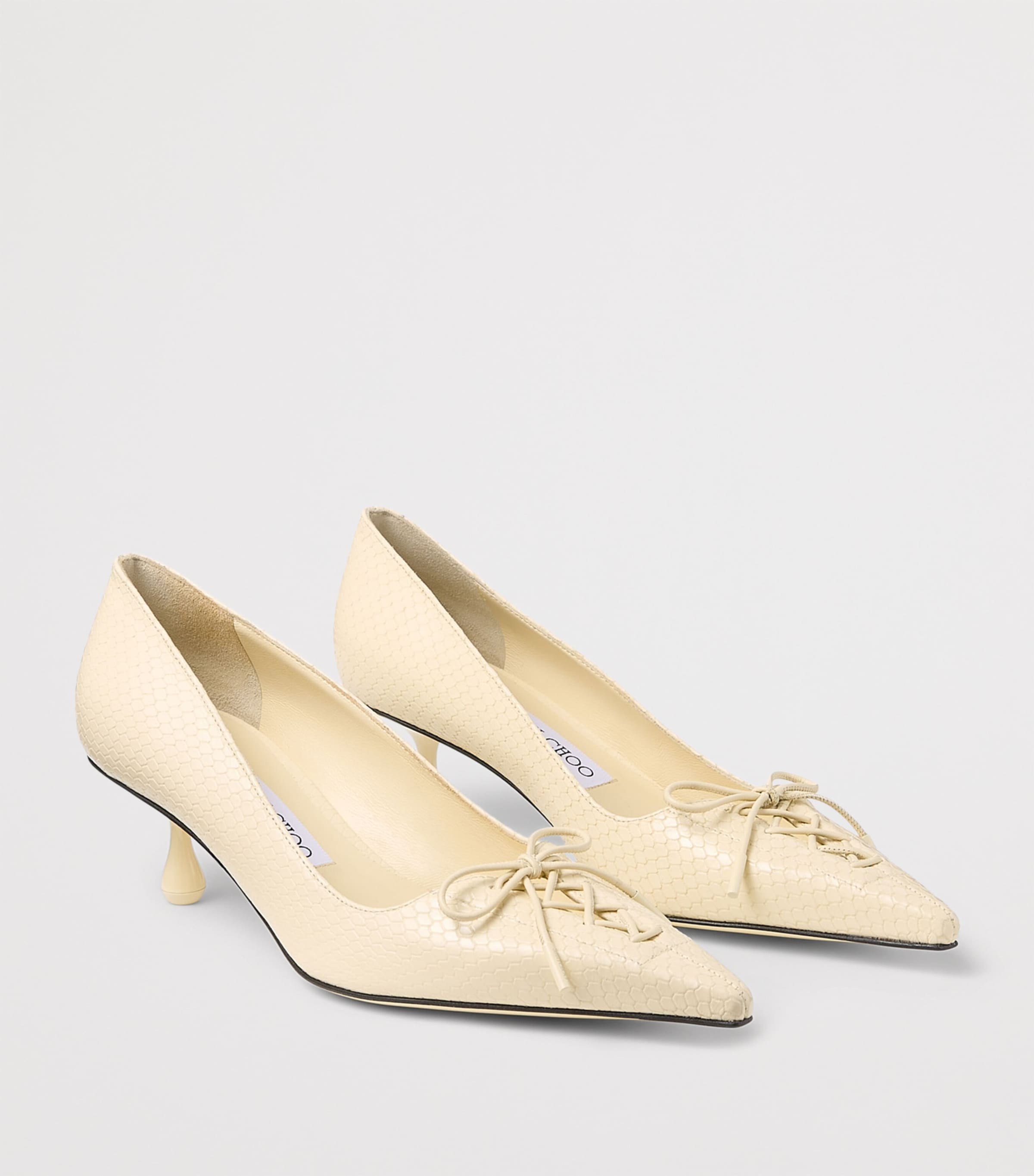 Jimmy Choo Scarlett 50 Leather Lace-Up Pumps Buttermilk Image 3
