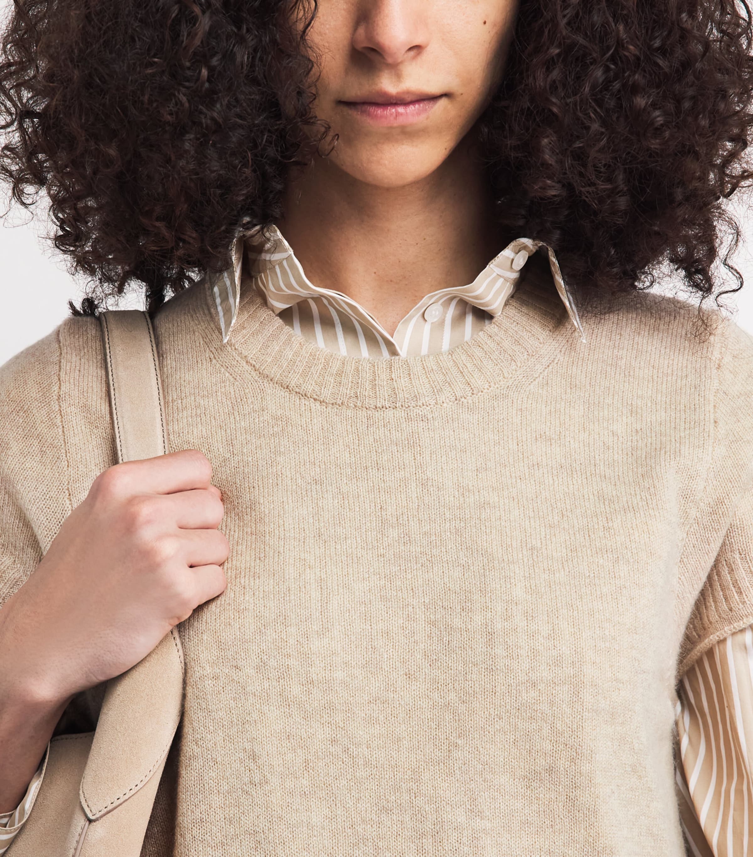 ME+EM Womens Cashmere Baby T-Shirt Oatmeal Image 3