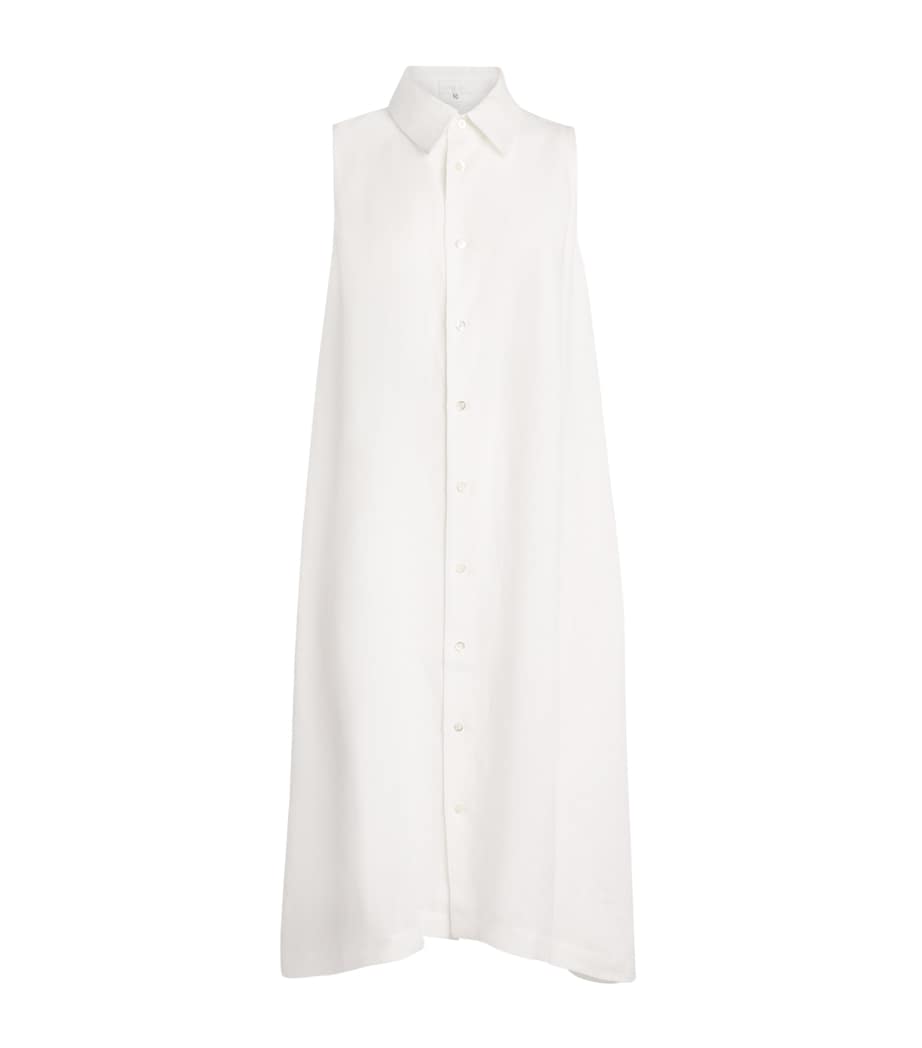 Eskandar Womens Linen Sleeveless Midi Shirt Dress White Image 1