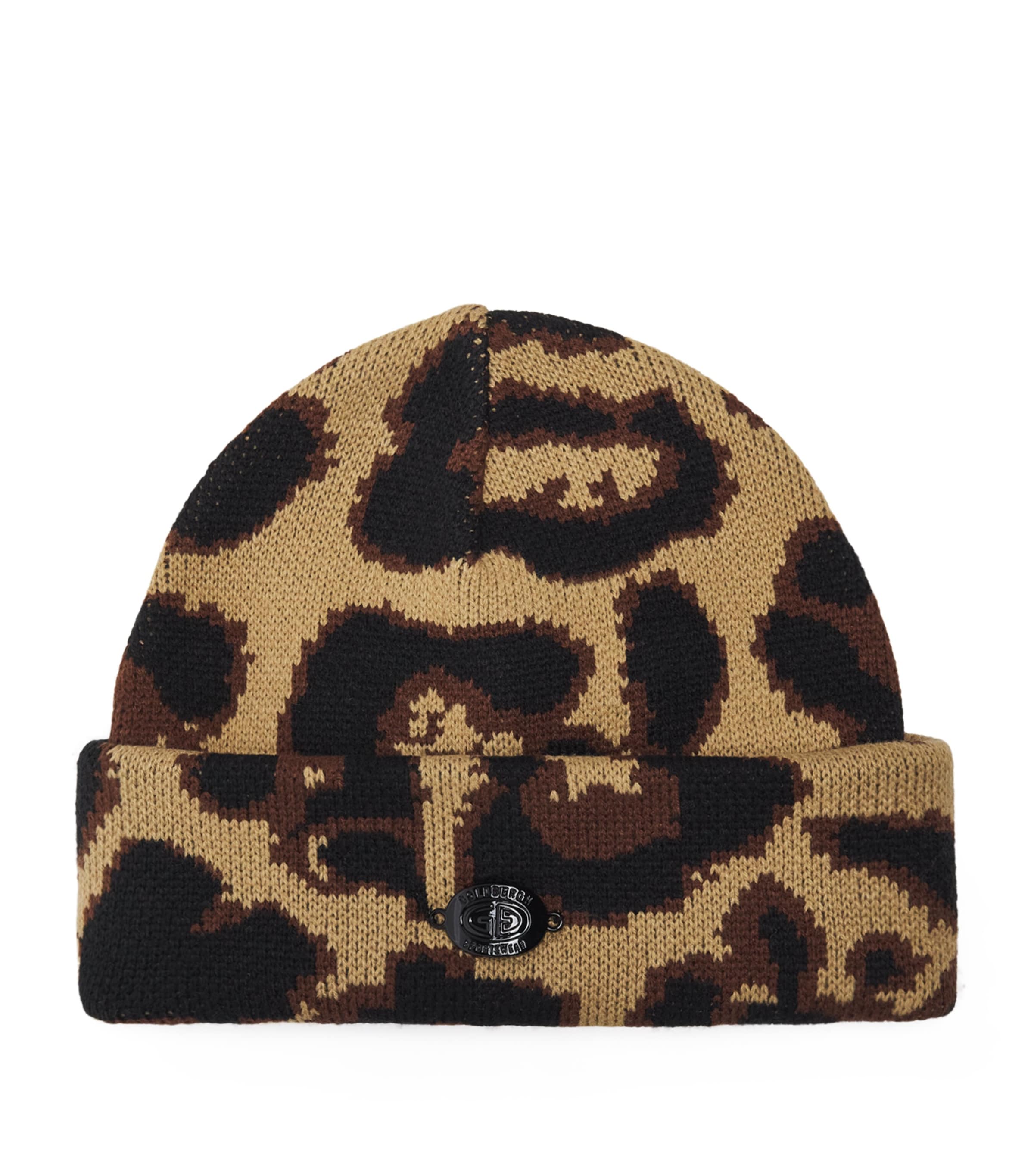 Goldbergh Wool-blend Jaguar Jacquard Shayna Beanie In Brown