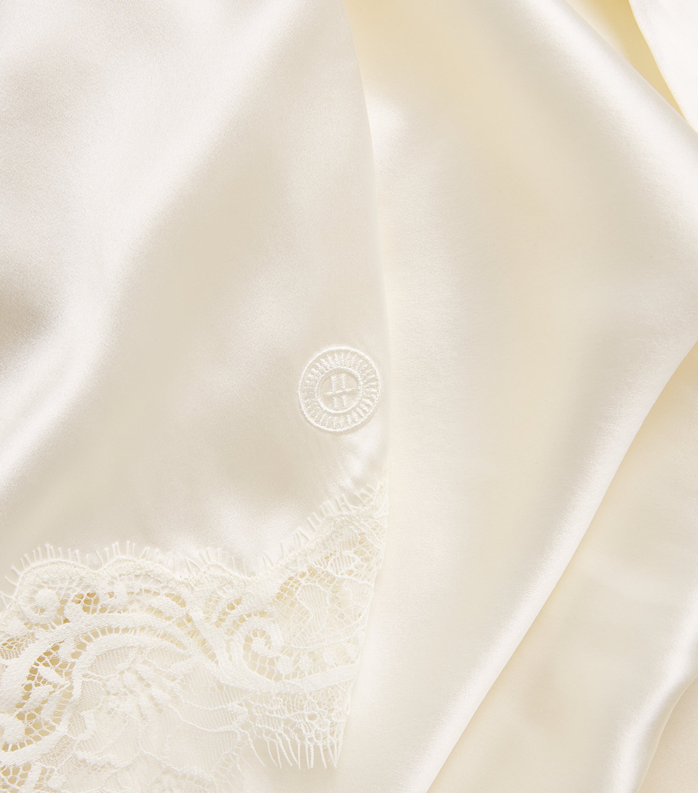 Harrods Womens Silk Lace-Trim Short Night Robe Ivory Image 5