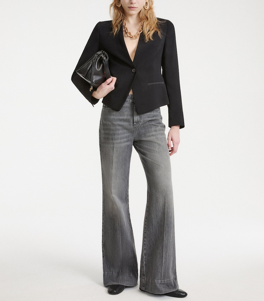 Marella Womens Mid-Rise Wide-Leg Trousers Grey Image 2