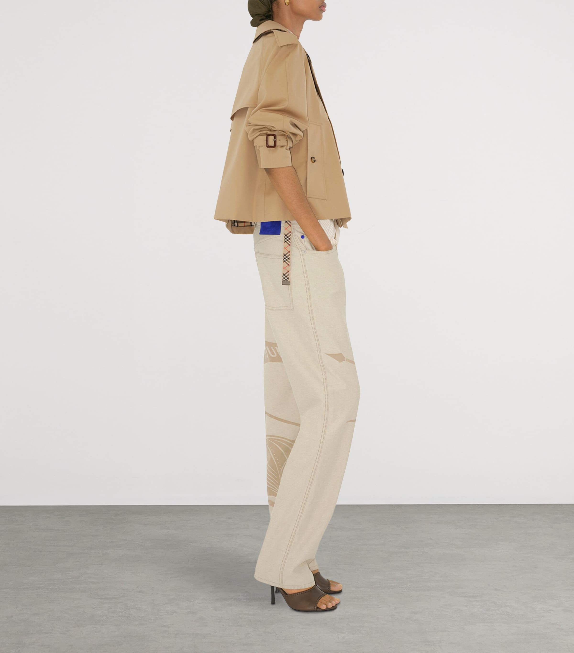 Gabardine Cropped Trench Jacket HONEY Image 3