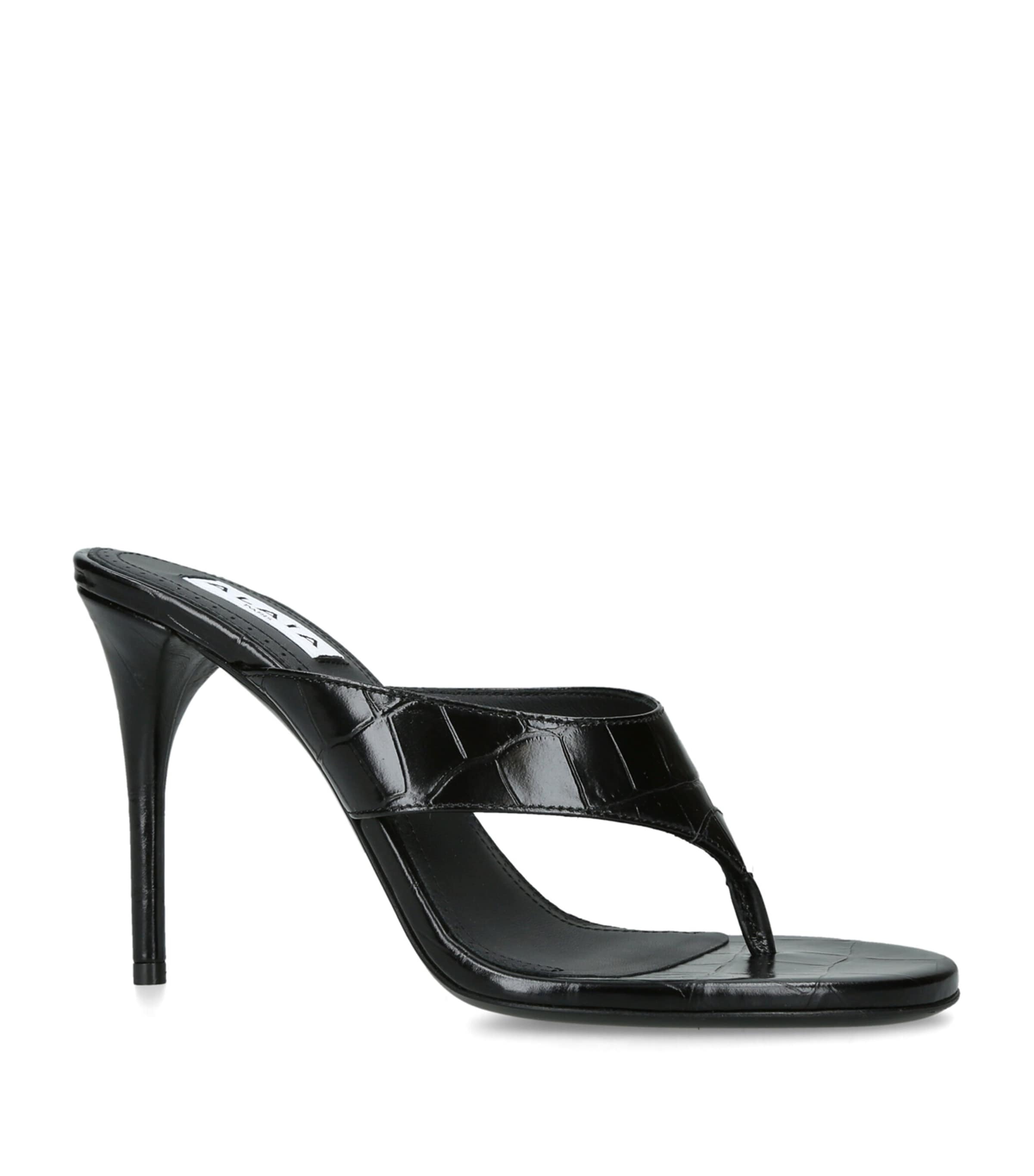 Alaïa Croc-Embossed Leather Infra Thong Mules 90 Black Image 2