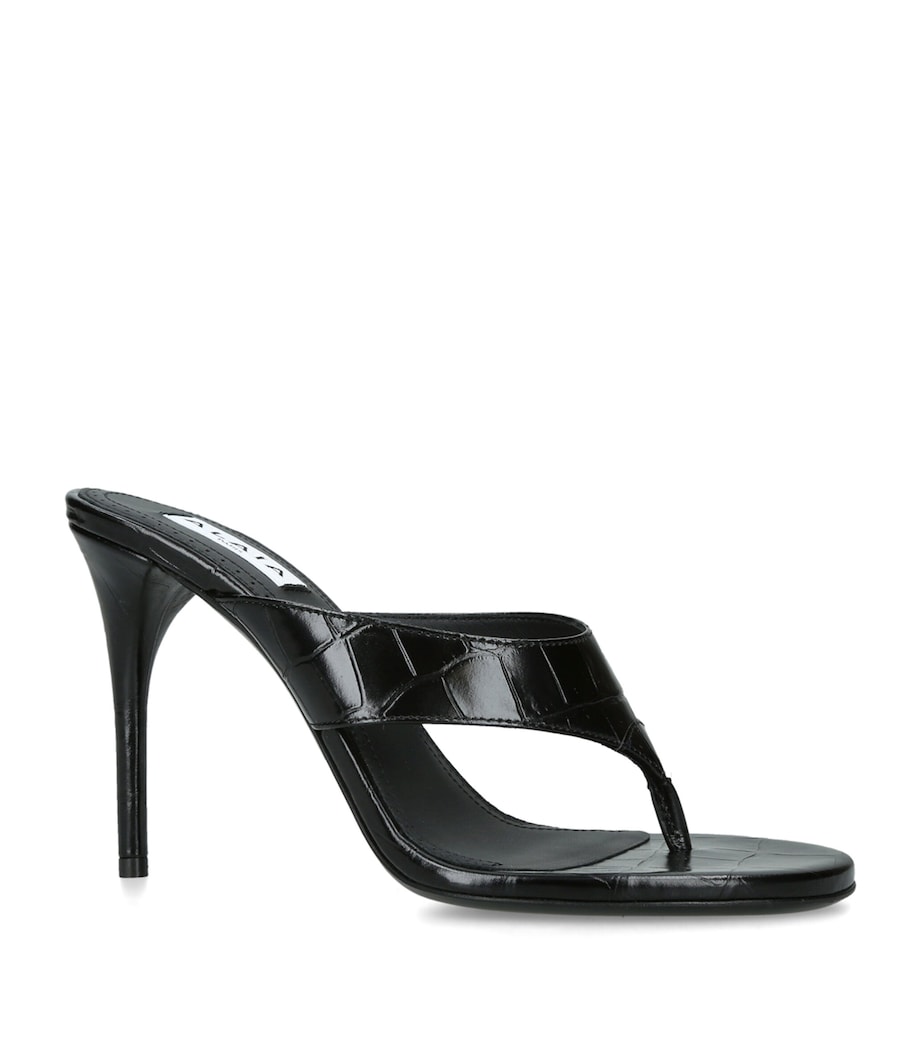 Alaïa Croc-Embossed Leather Infra Thong Mules 90 Black Image 2