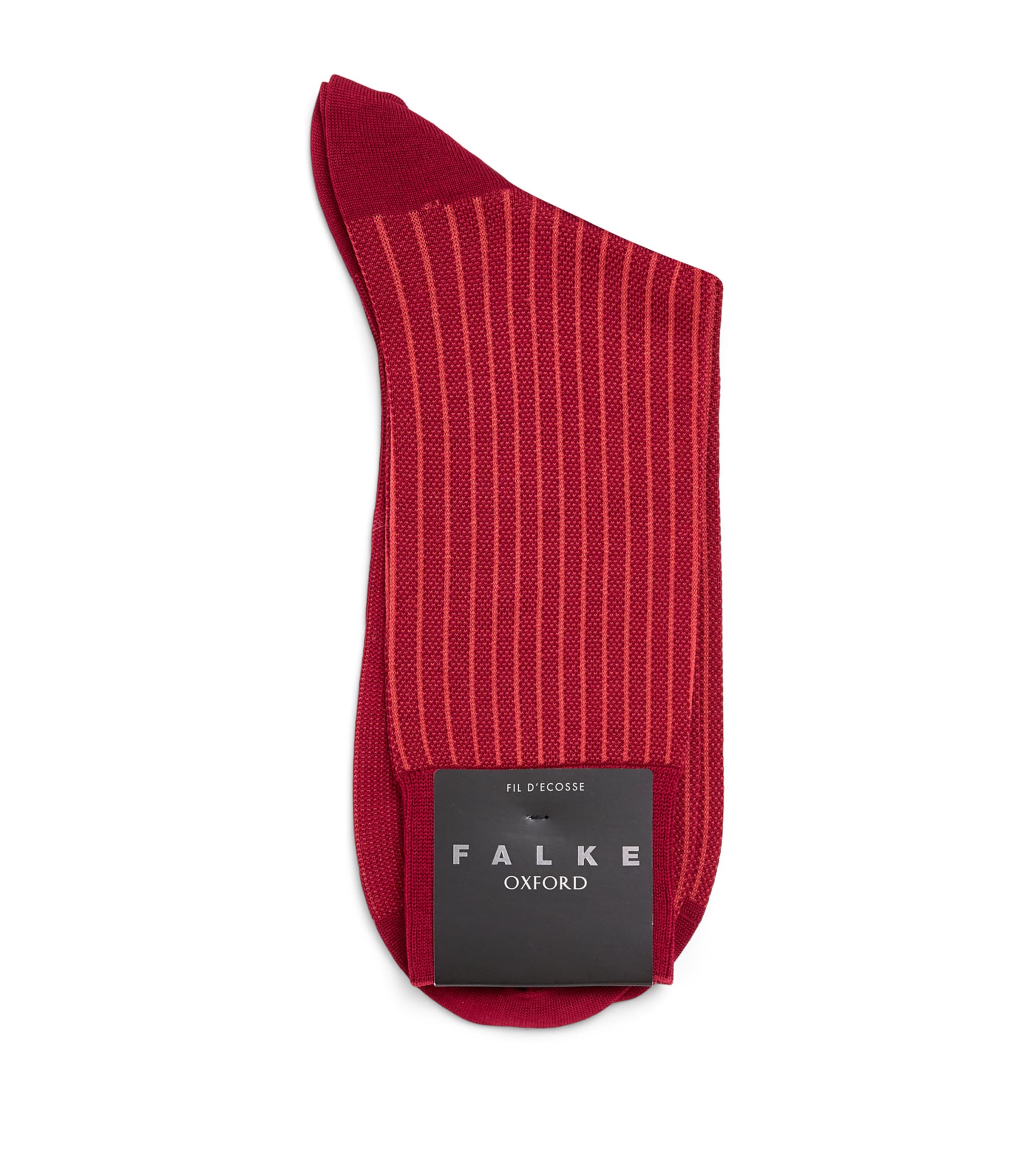 Falke Mens Cotton-Blend Oxford Stripe Socks Copper Image 1