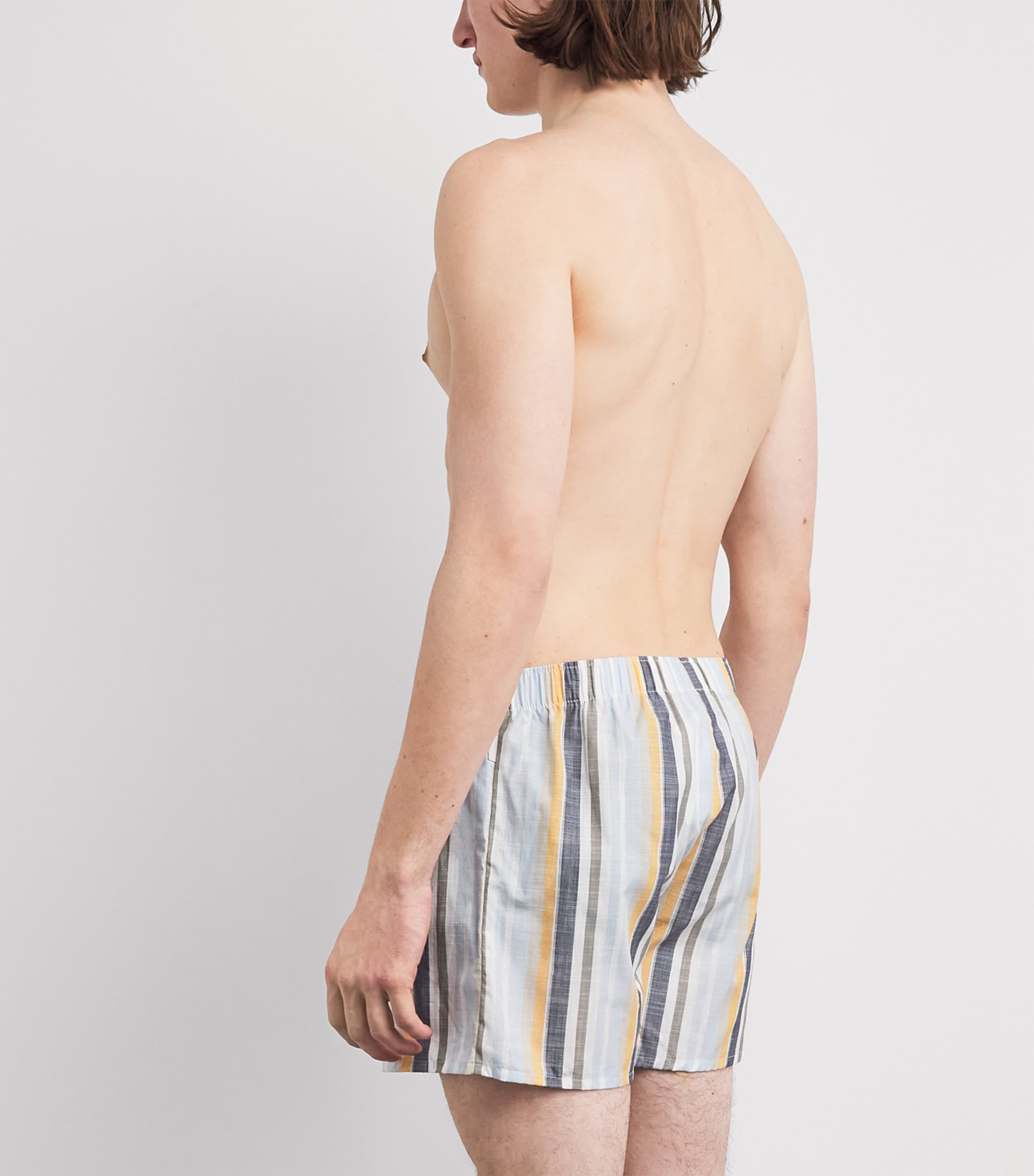 Hanro Mens Cotton Fancy Woven Boxers Sunset Stripe Image 3