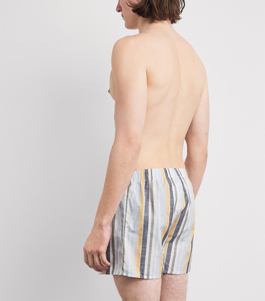 Hanro Mens Cotton Fancy Woven Boxers Sunset Stripe Image 3
