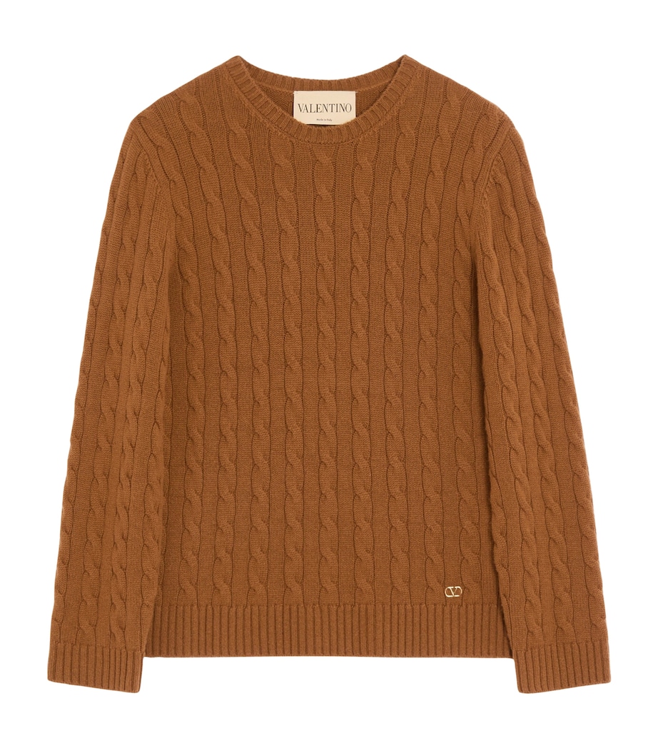 Valentino Womens Cashmere Cable-Knit Sweater Image 1