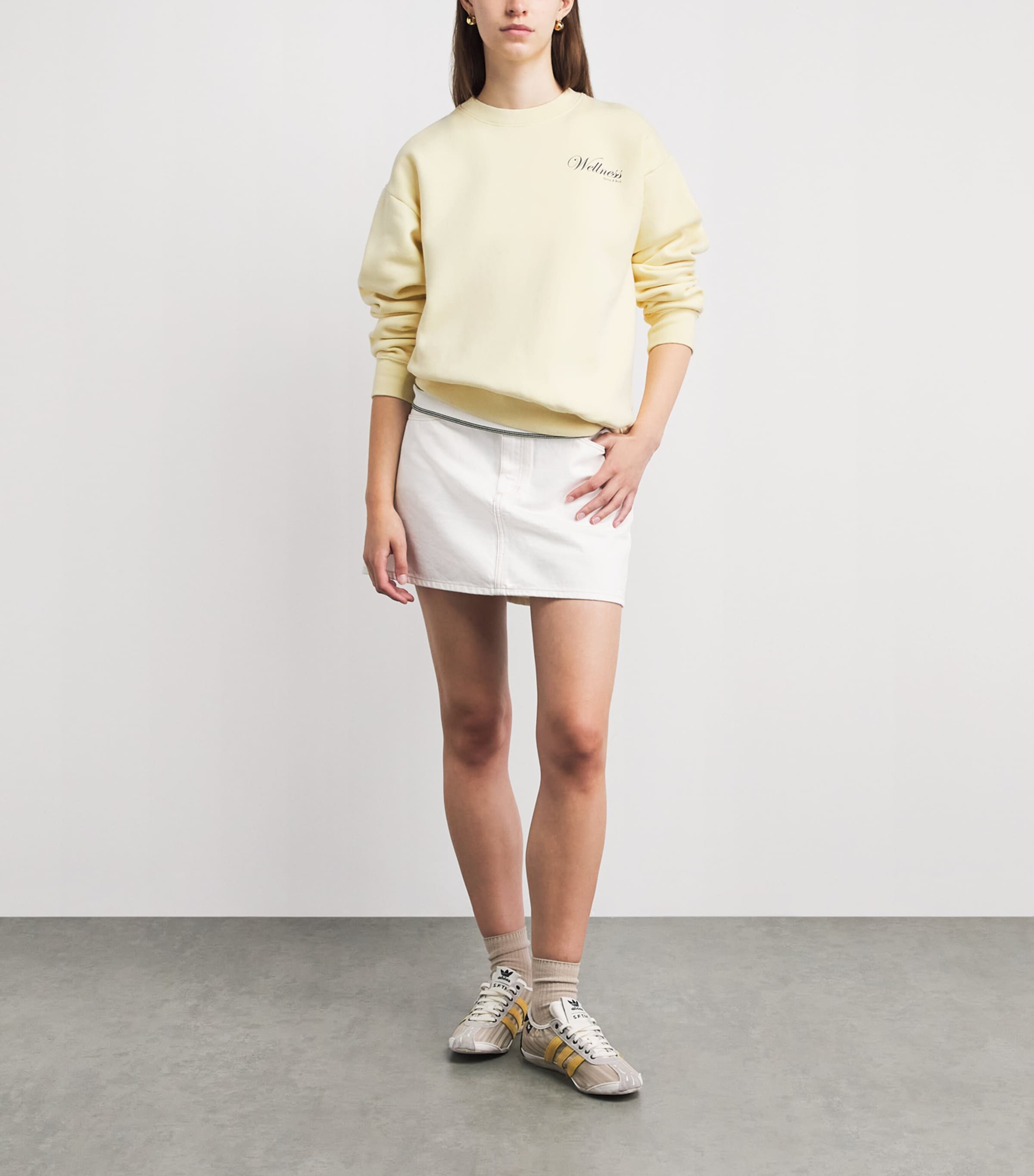 Sporty & Rich Womens Cotton Graphic Sweatshirt Almond Navy Image 2