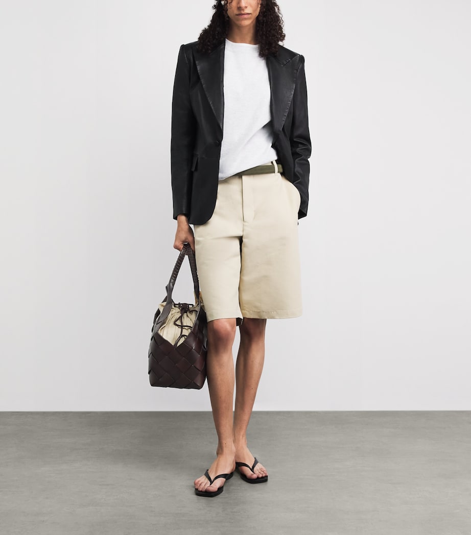 DRAGON DIFFUSION Leather Woven Castello Shoulder Bag Dark Brown Image 2