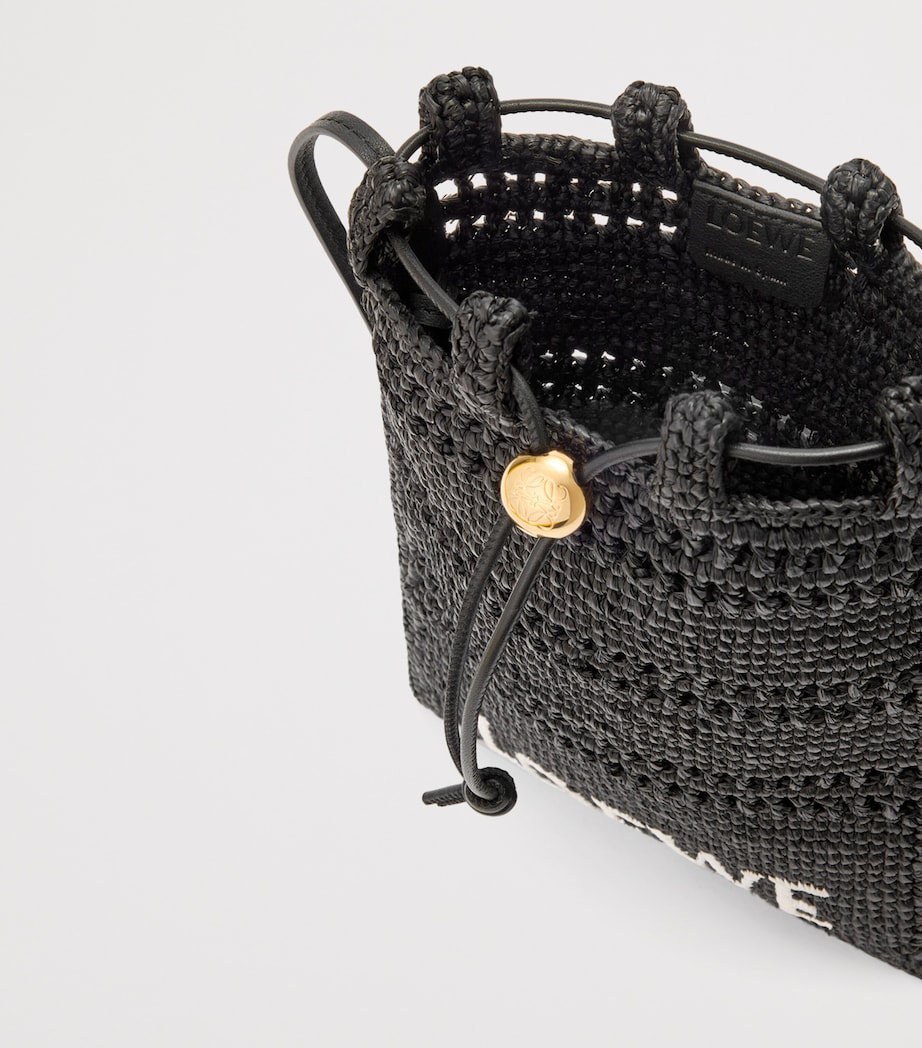 x Paula's Ibiza Raffia Drawstring Pocket Bag BLACK Image 6