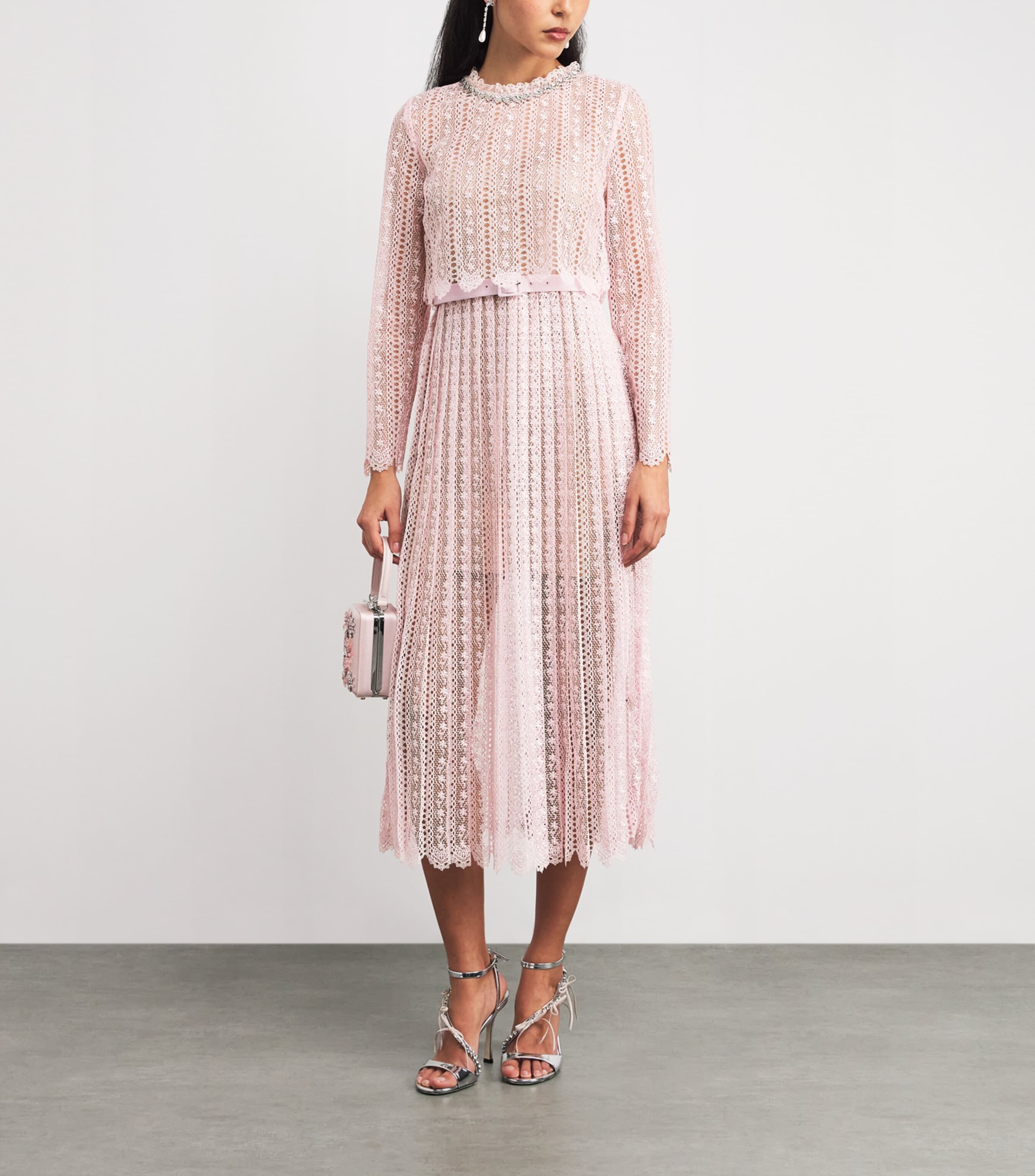 Organza Lace Midi Dress PINK Image 2