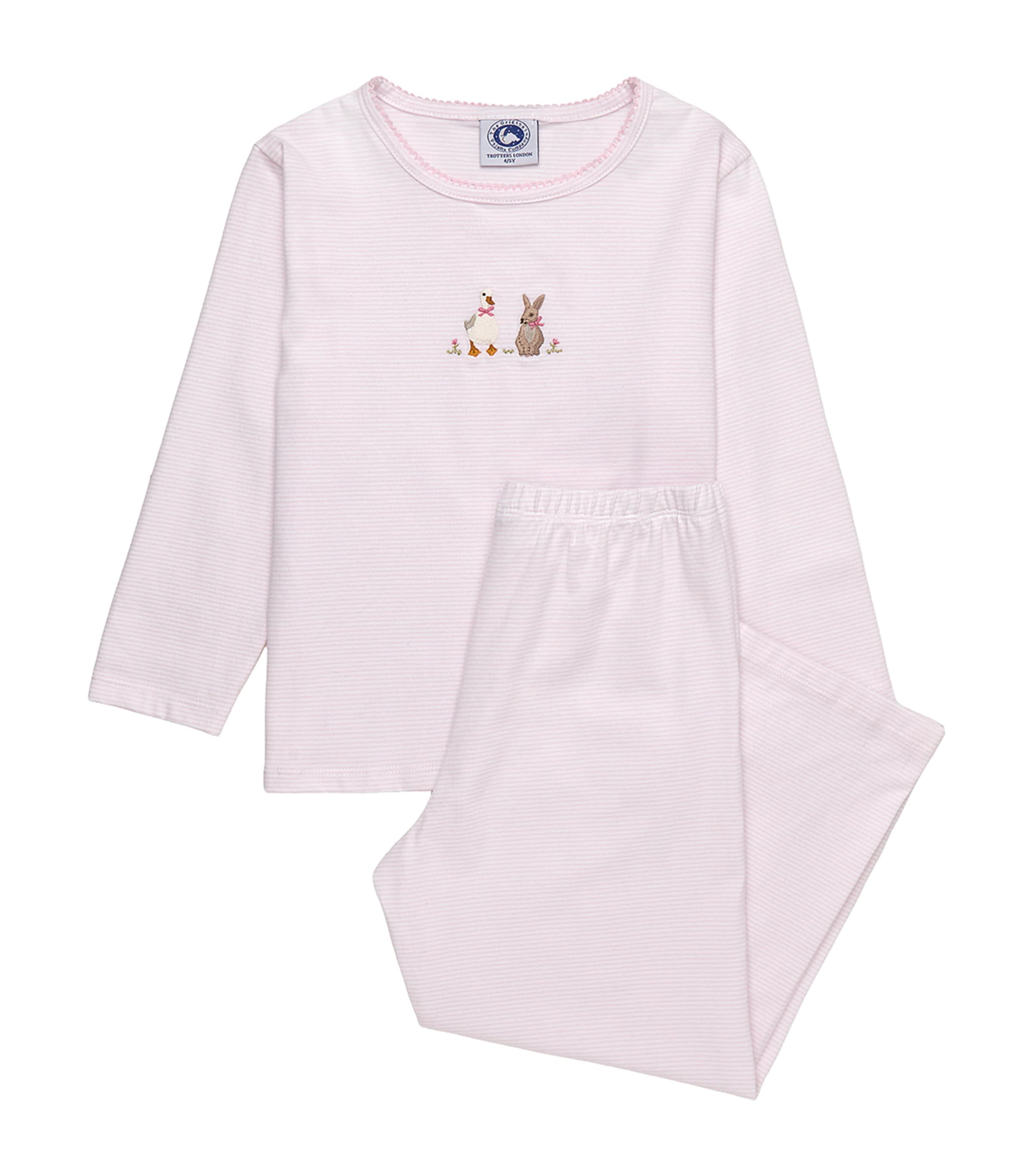 Trotters Cotton Jersey Duck and Bunny Pyjama Set (6 Months - 5 Years) Pink/stripe Image 1