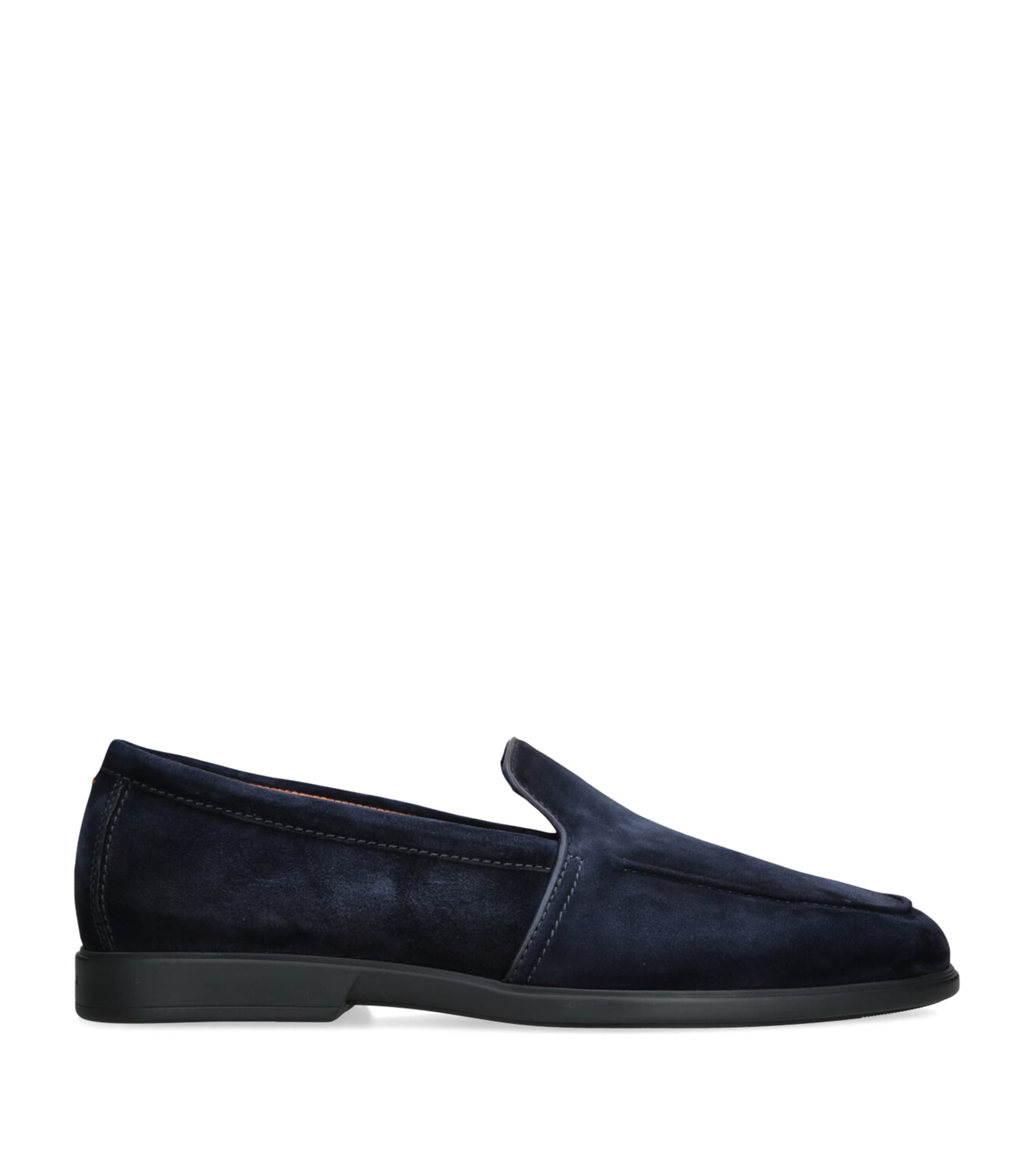 Santoni Suede Malibu Loafers Navy Image 1