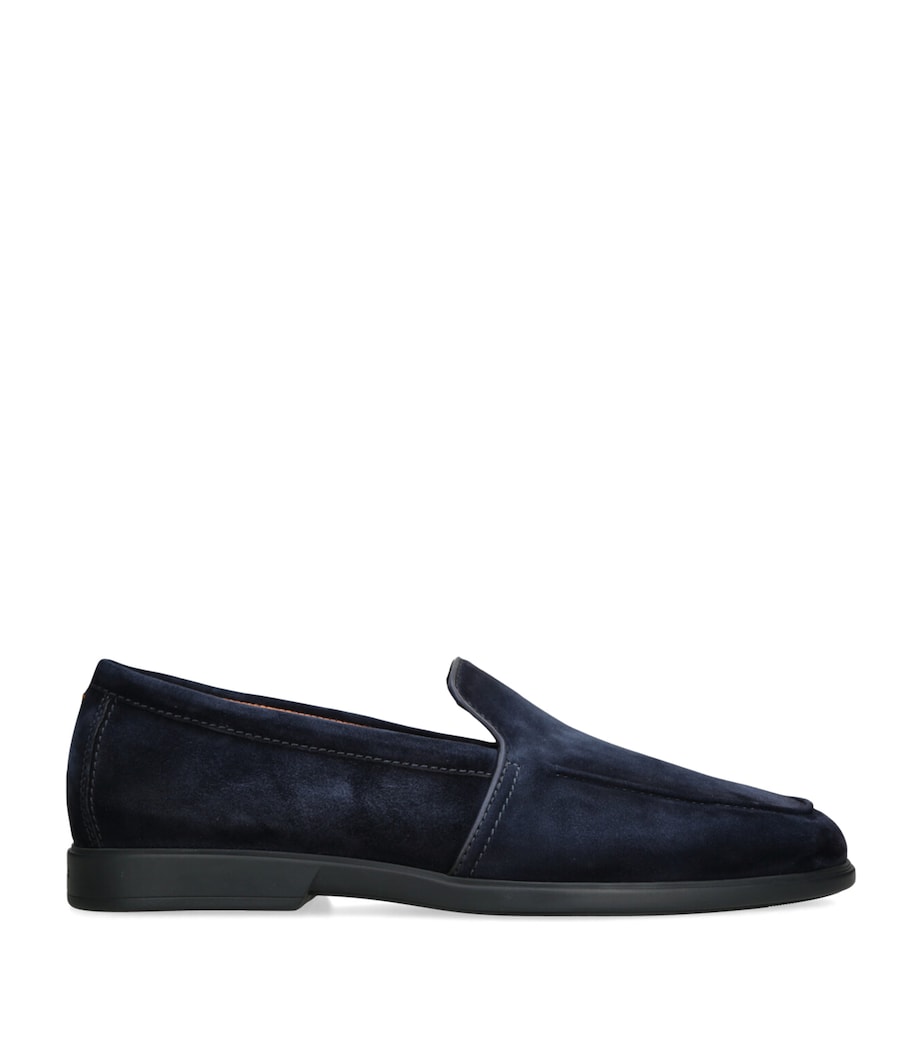 Santoni Suede Malibu Loafers Navy Image 1
