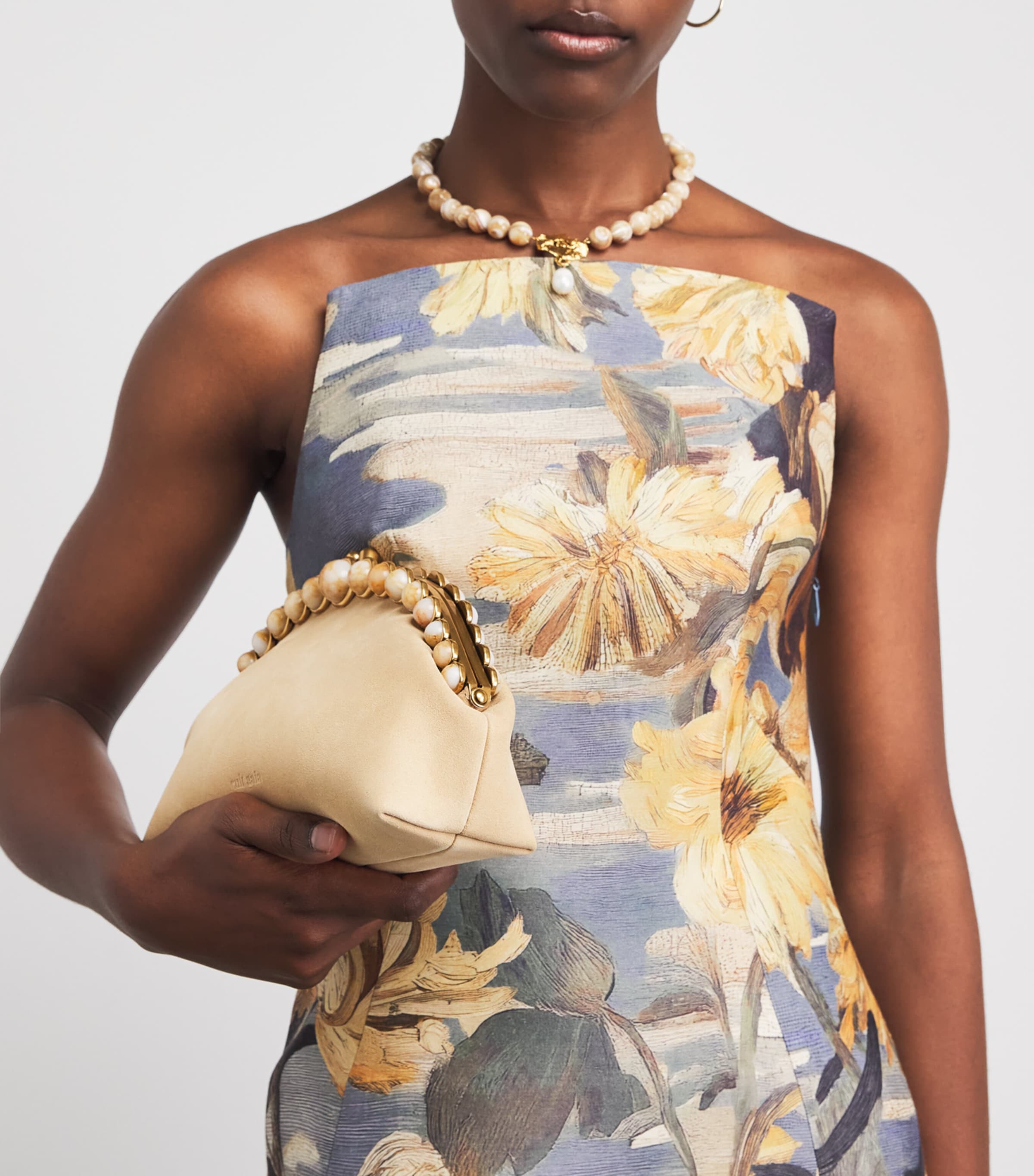 Cult Gaia Suede Una Clutch Bag Sand Image 2