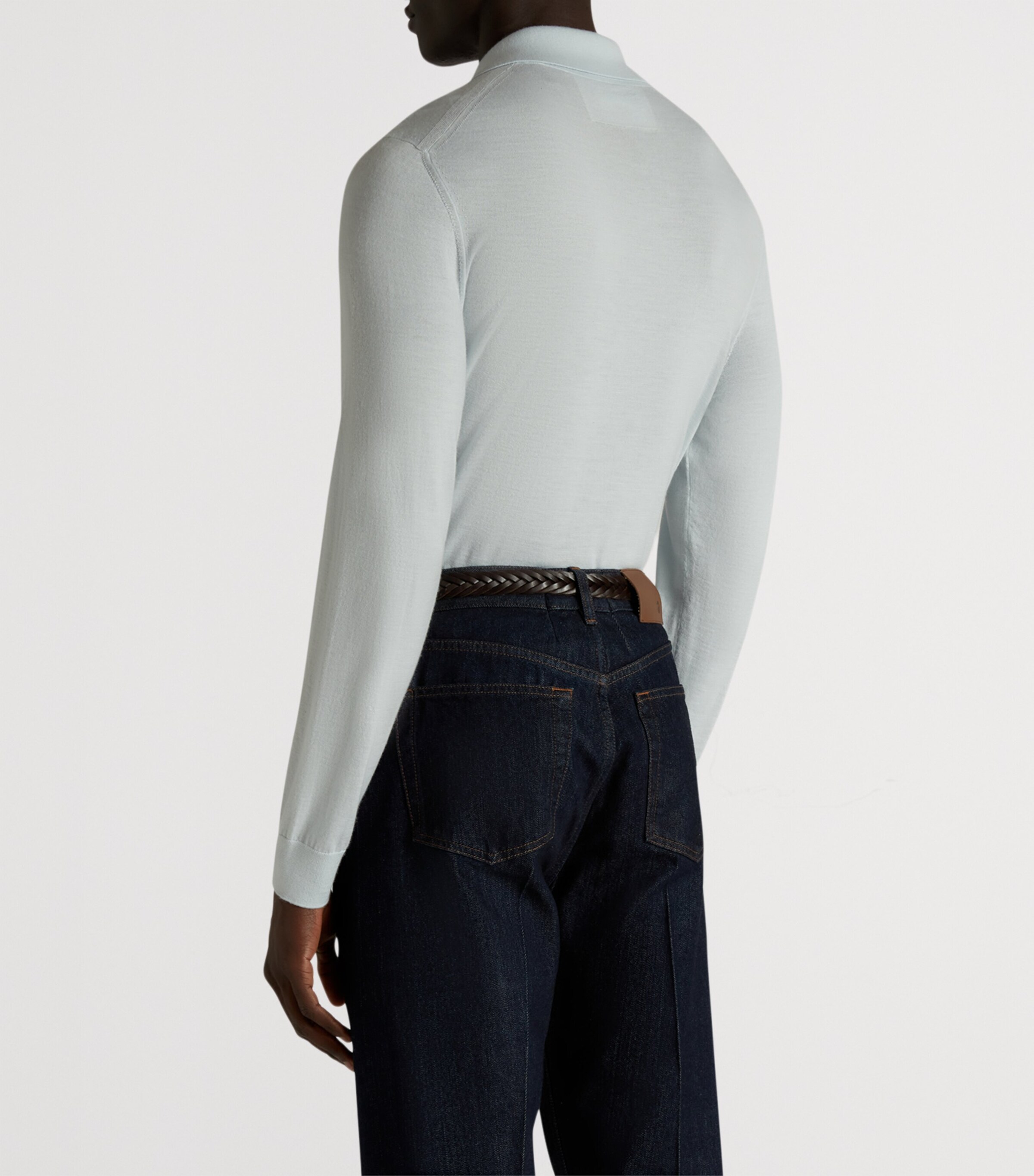 Cashmere Polo Sweater 476AQUA Image 4