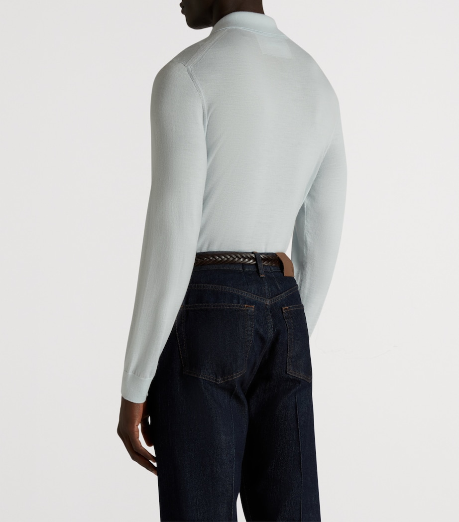 Cashmere Polo Sweater 476AQUA Image 4