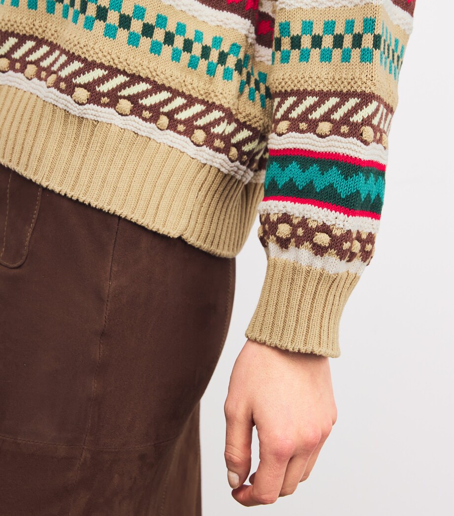 Jacquard Geometric Sweater BISCUIT Image 6