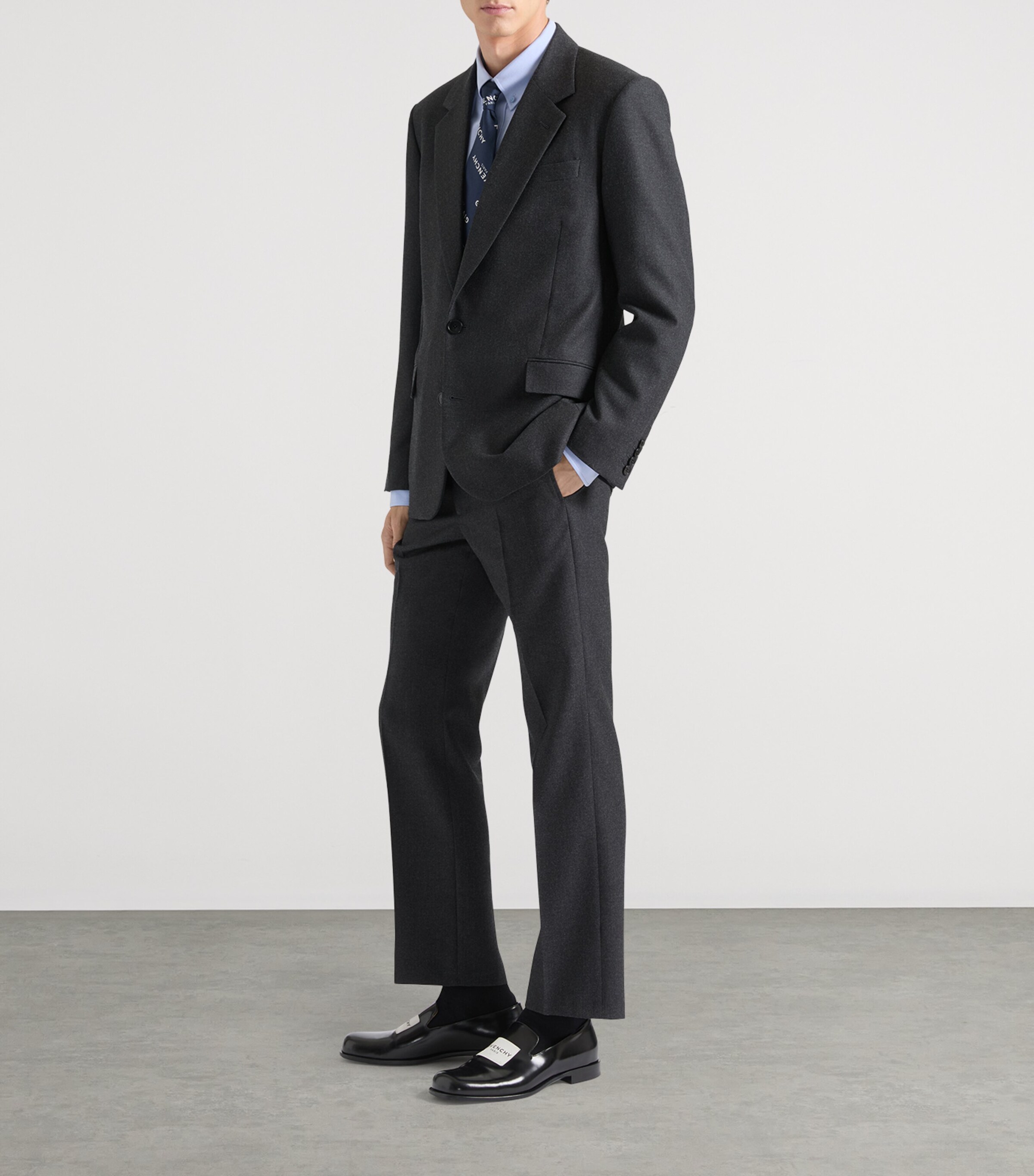 Givenchy Mens Cotton Tailored Trousers Charcoal Image 3