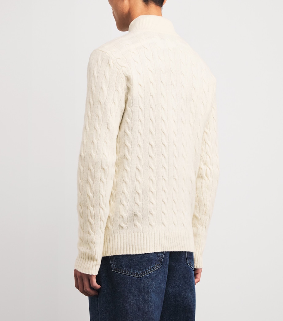 Wool-Cashmere Cable-Knit Quarter-Zip Sweater NATURAL Image 4