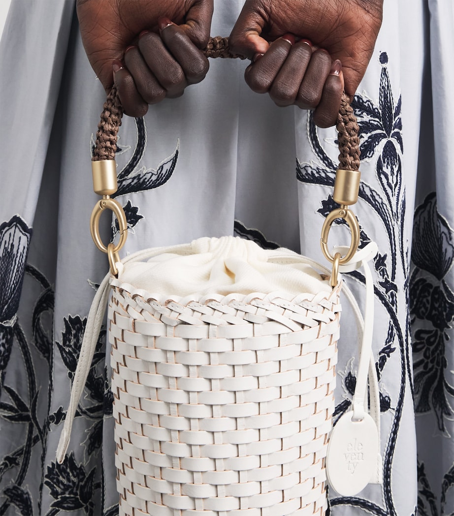 Eleventy Leather Woven Bucket Bag Avorio Image 2