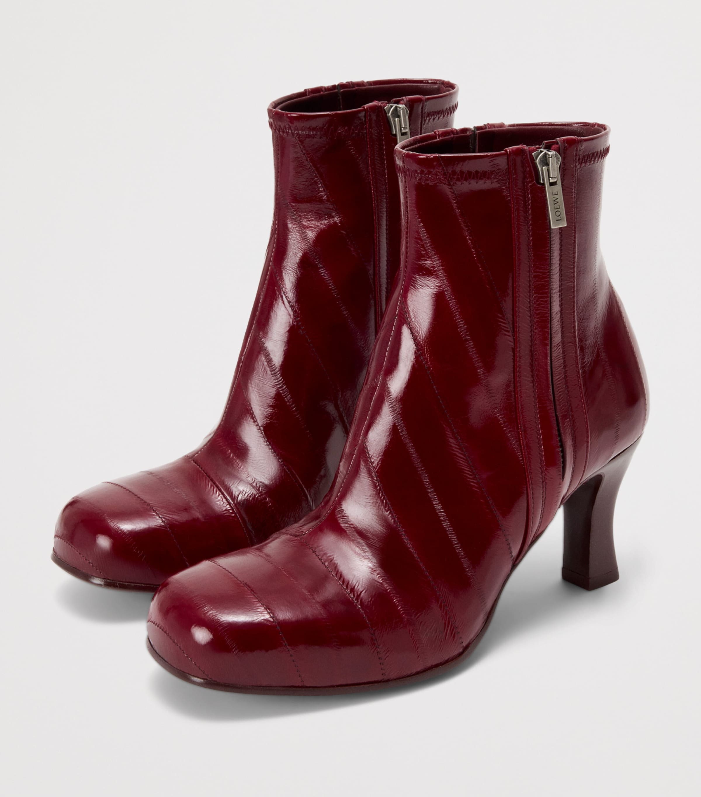 Eel Leather Bobine Ankle Boots 75 BURGUNDY Image 3