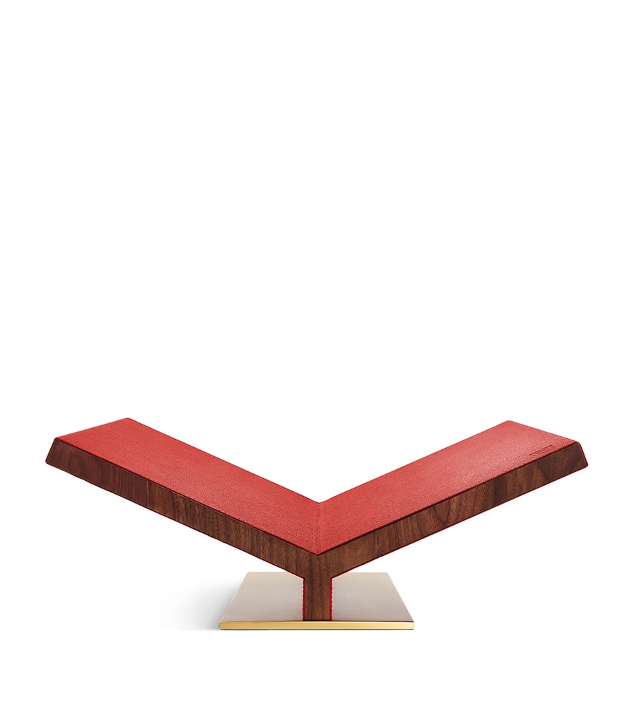 Walnut-Leather Classic Collector Bookstand RED Image 1