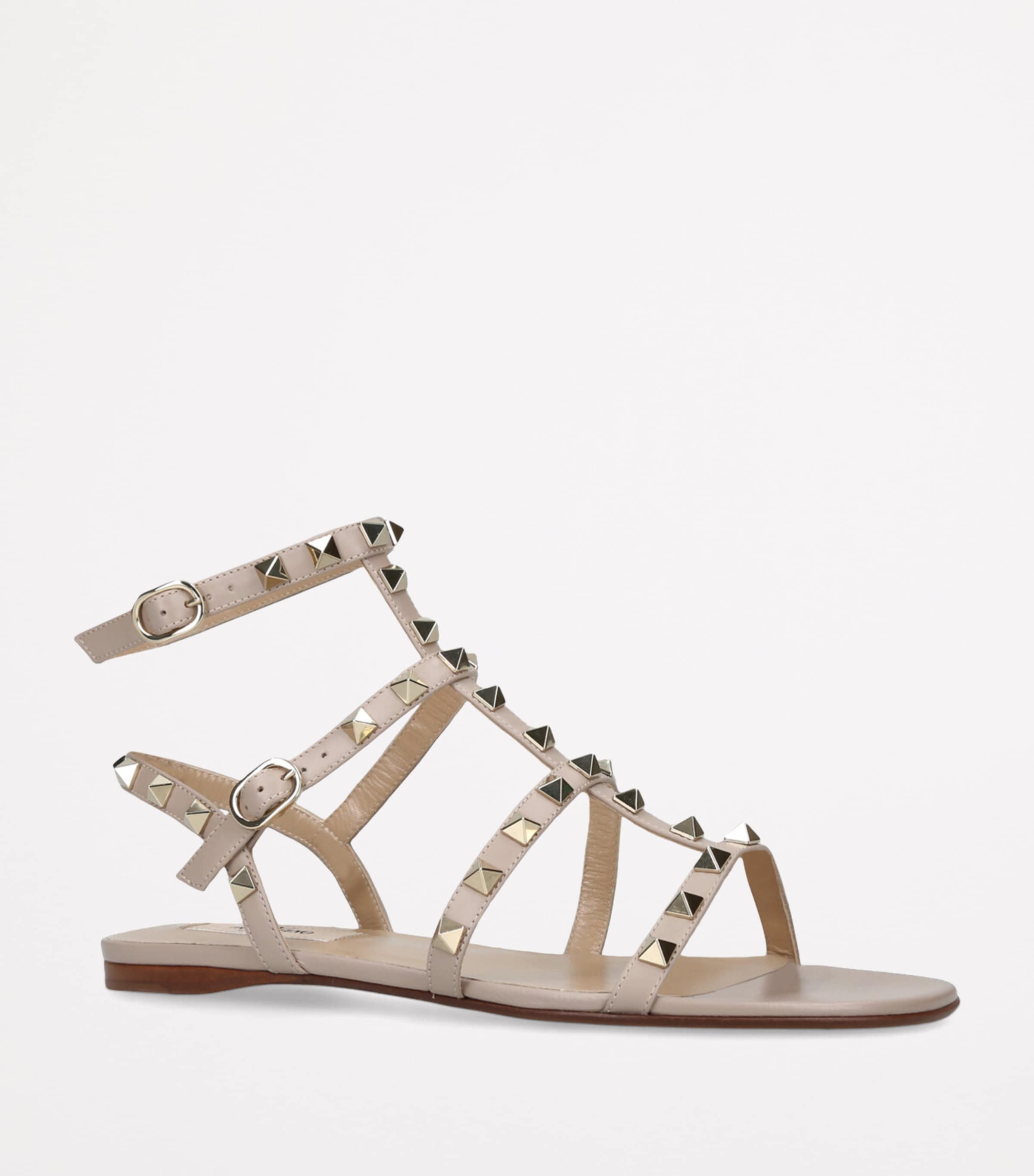 Valentino Garavani Leather Rockstud Gladiator Sandals Pale Pink Image 4