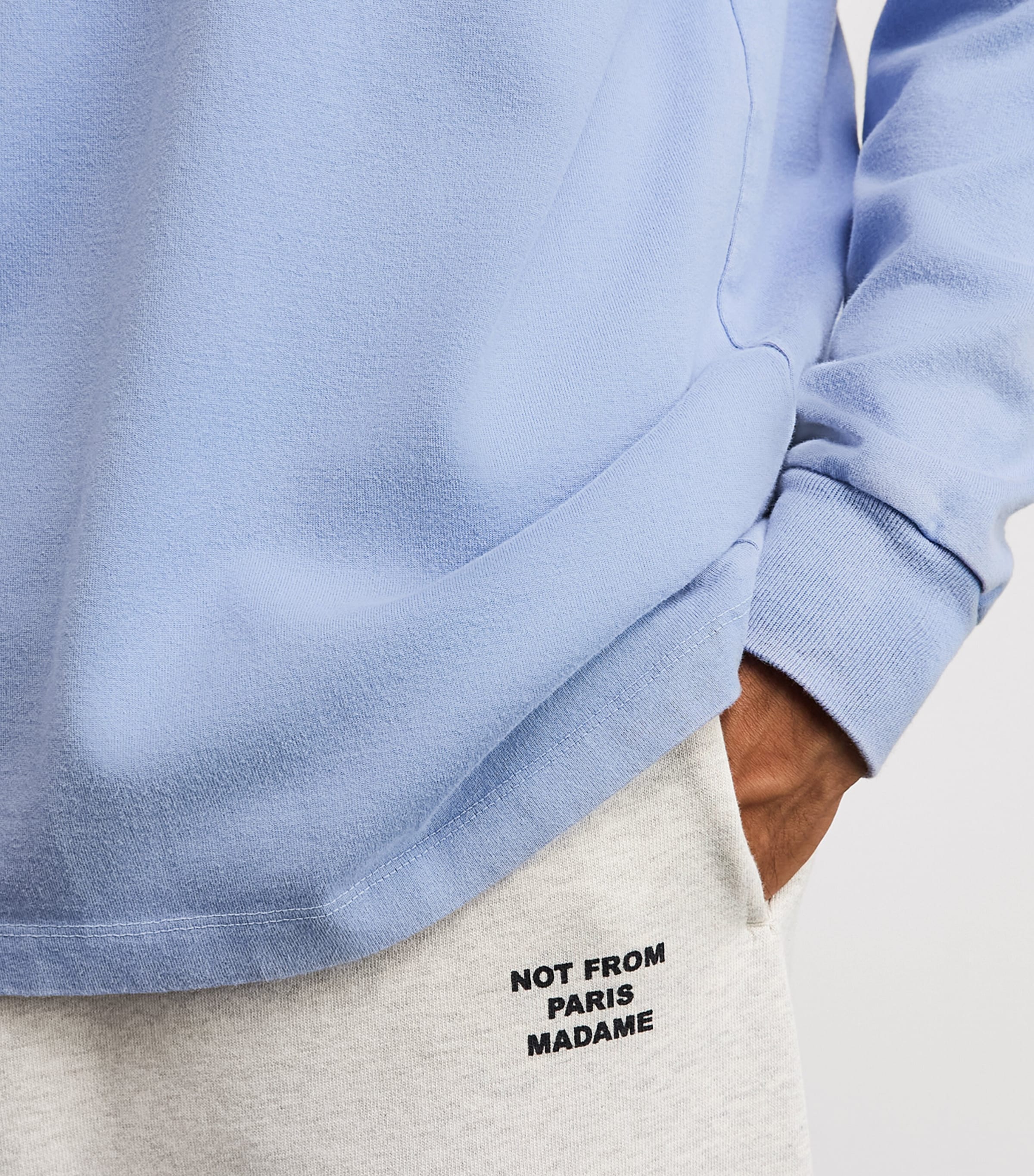 Drôle de Monsieur Mens Cotton Slogan Long-Sleeve T-Shirt Blue Image 3