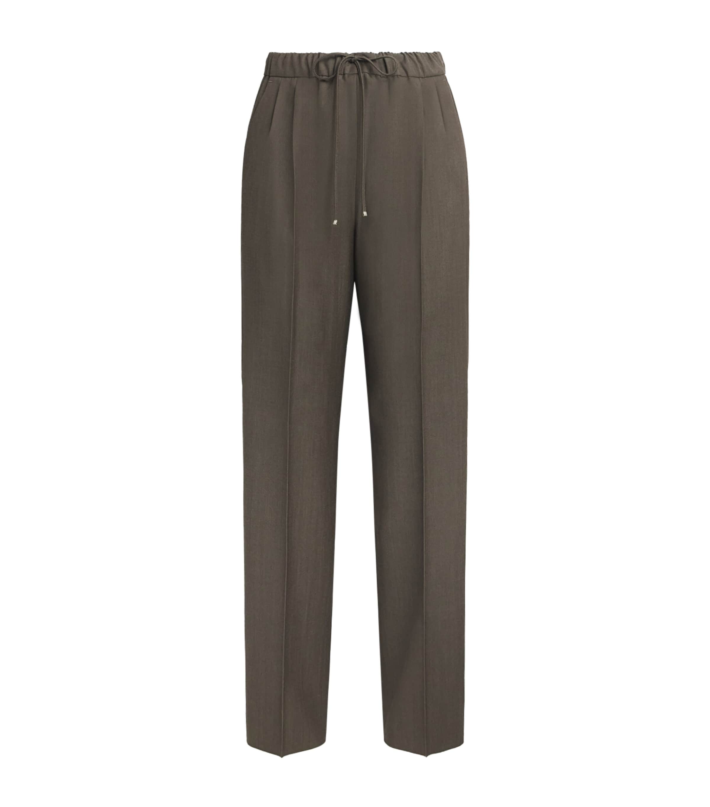 Max Mara Womens Wool Gabardine Drawstring Trousers Tobacco Image 1