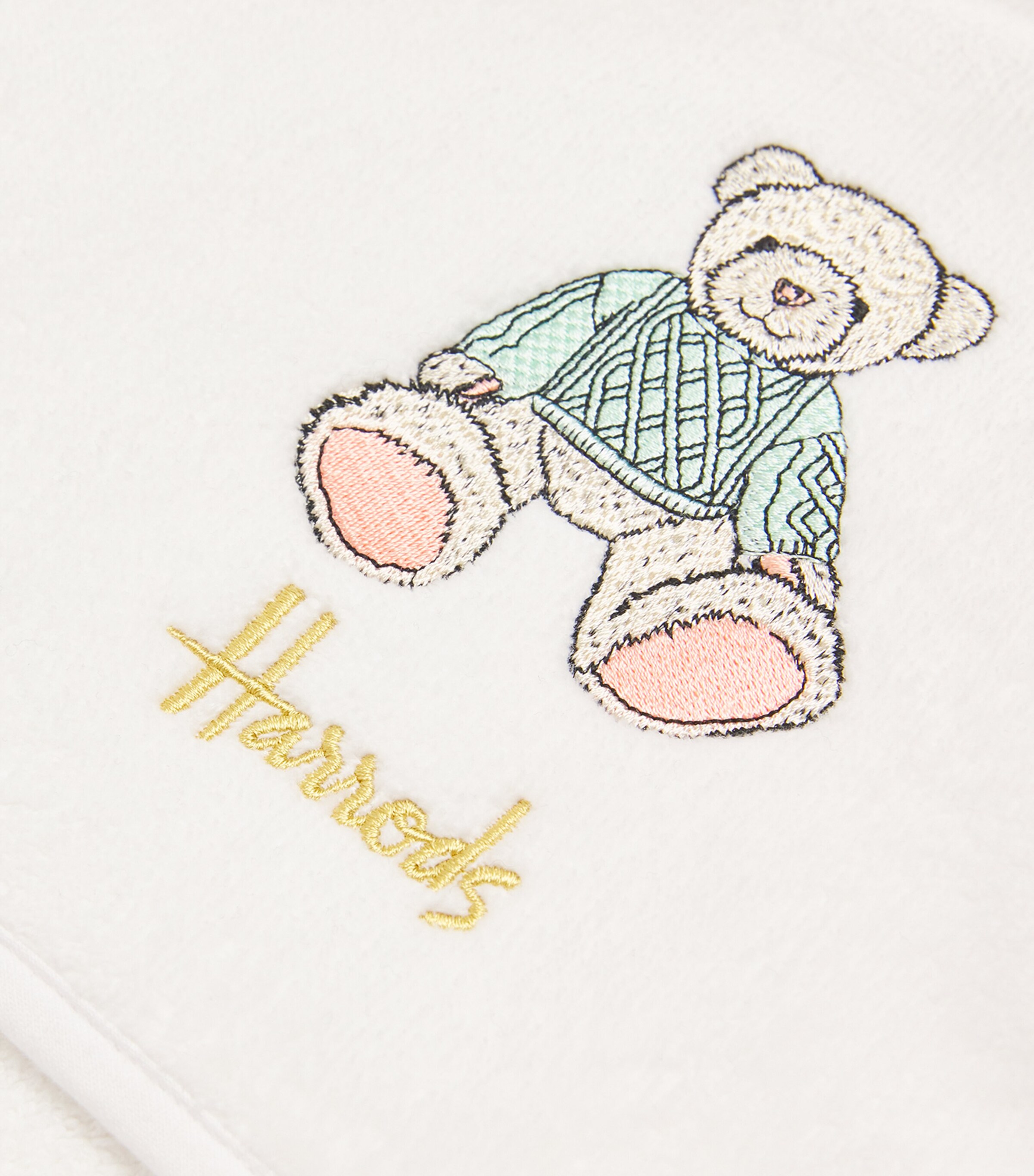 Harrods Ivory Henry Bear Hooded Towel and Wash Mitt Set (70cm x