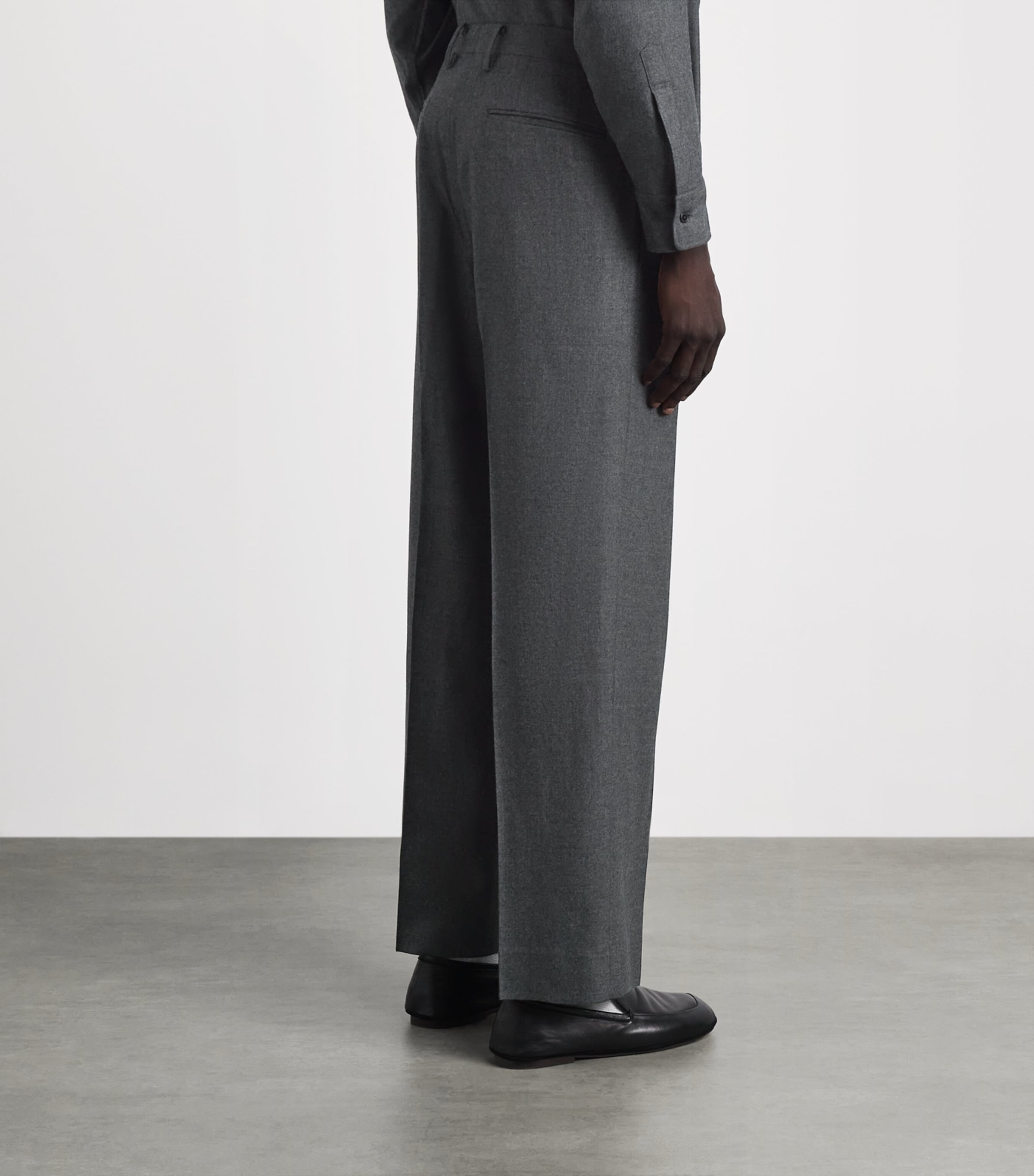 Auralee Grey Wool Pleated Wide-Leg Trousers | Harrods US
