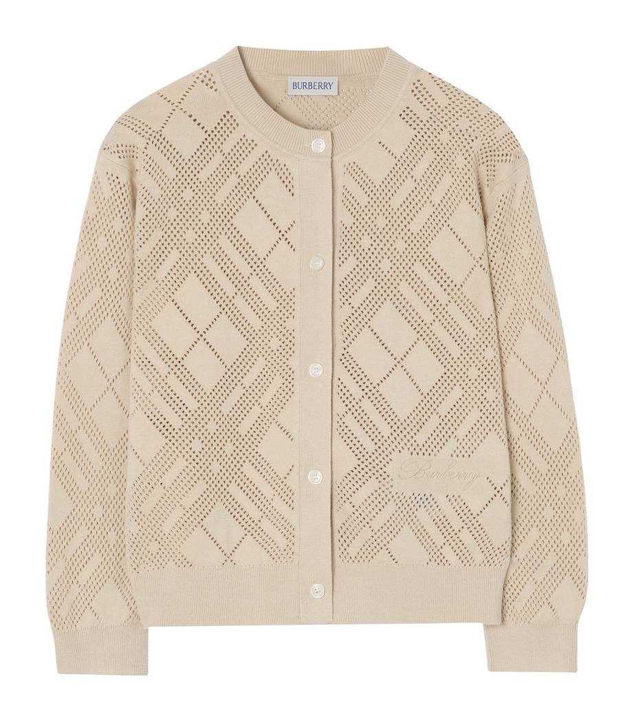 Burberry Kids Cotton Check Cardigan (4-12 Years) Clam Image 1