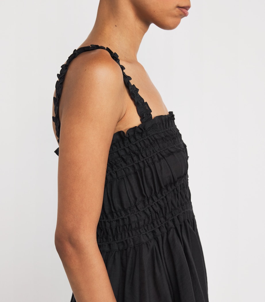 Smocked Midi Dress BLACK Image 7